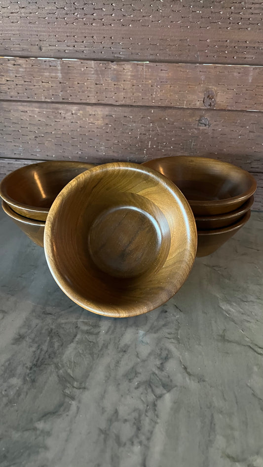 Set of Vermillion Walnut Bowls