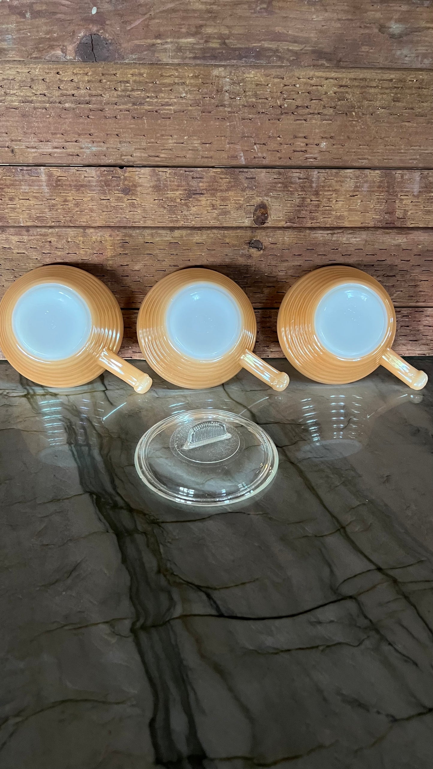 Fire King Peach Lusterware Soup Bowls
