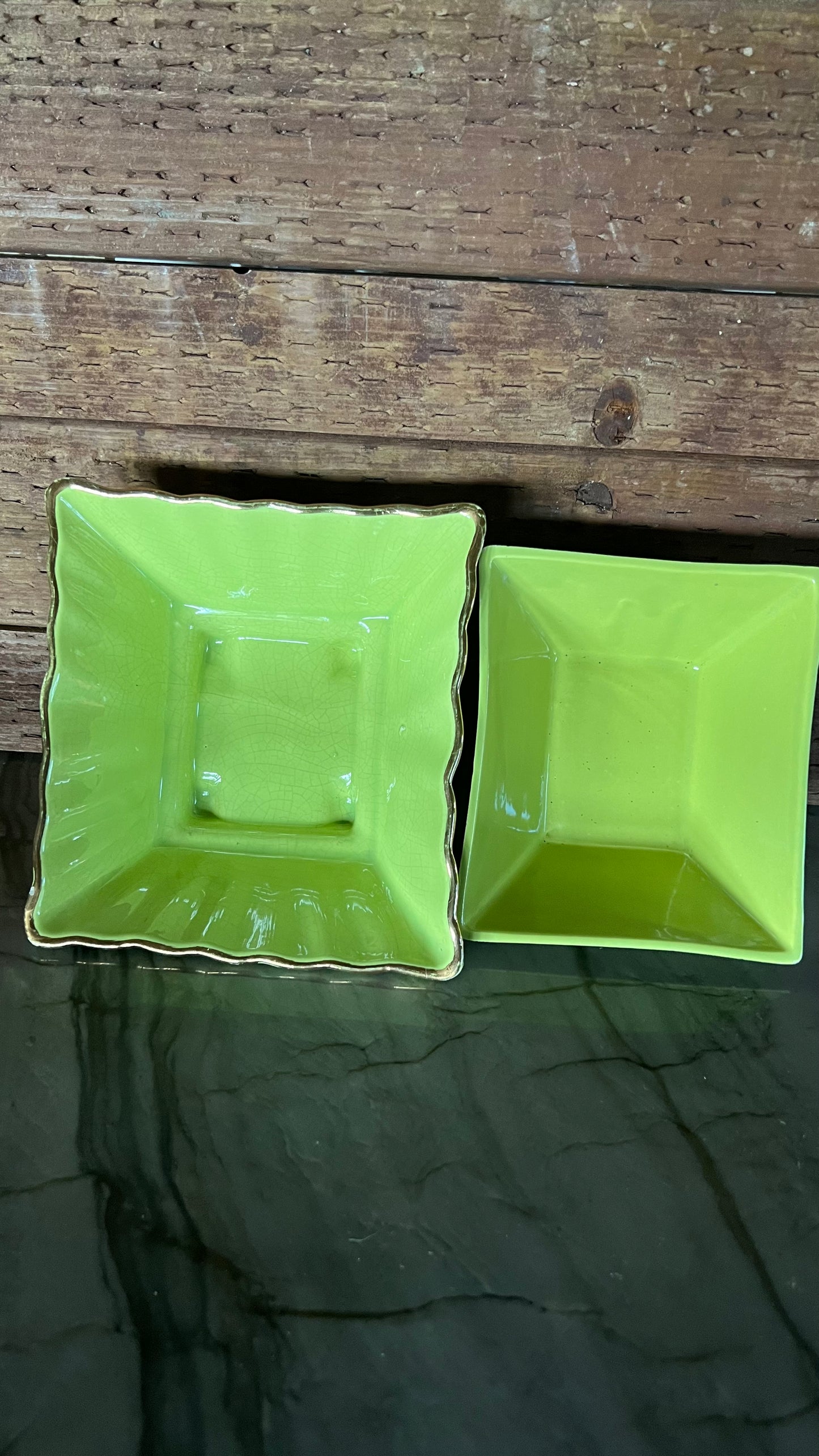 Vintage Fluted Green Dish Set
