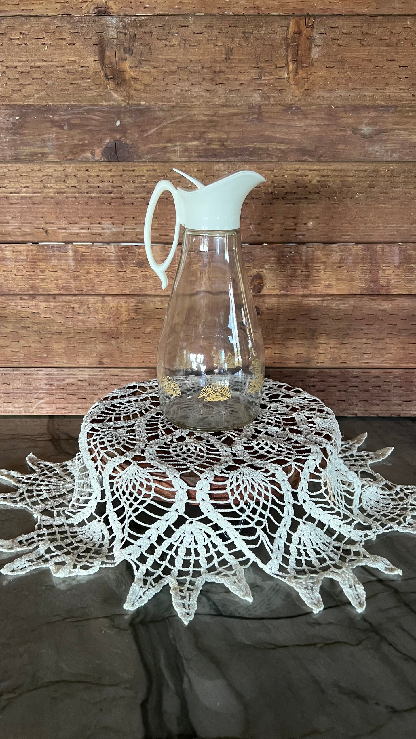 Log Cabin Glass Syrup Dispenser