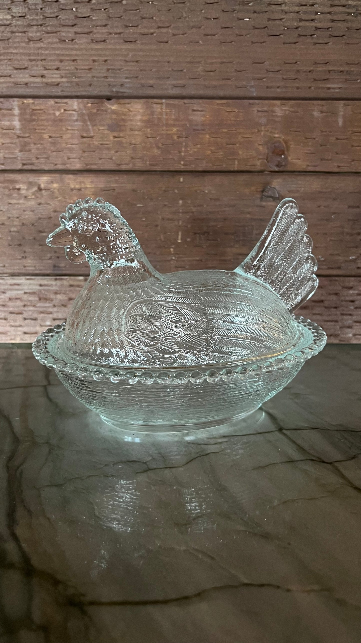 Indiana Glass Clear Chicken Dish