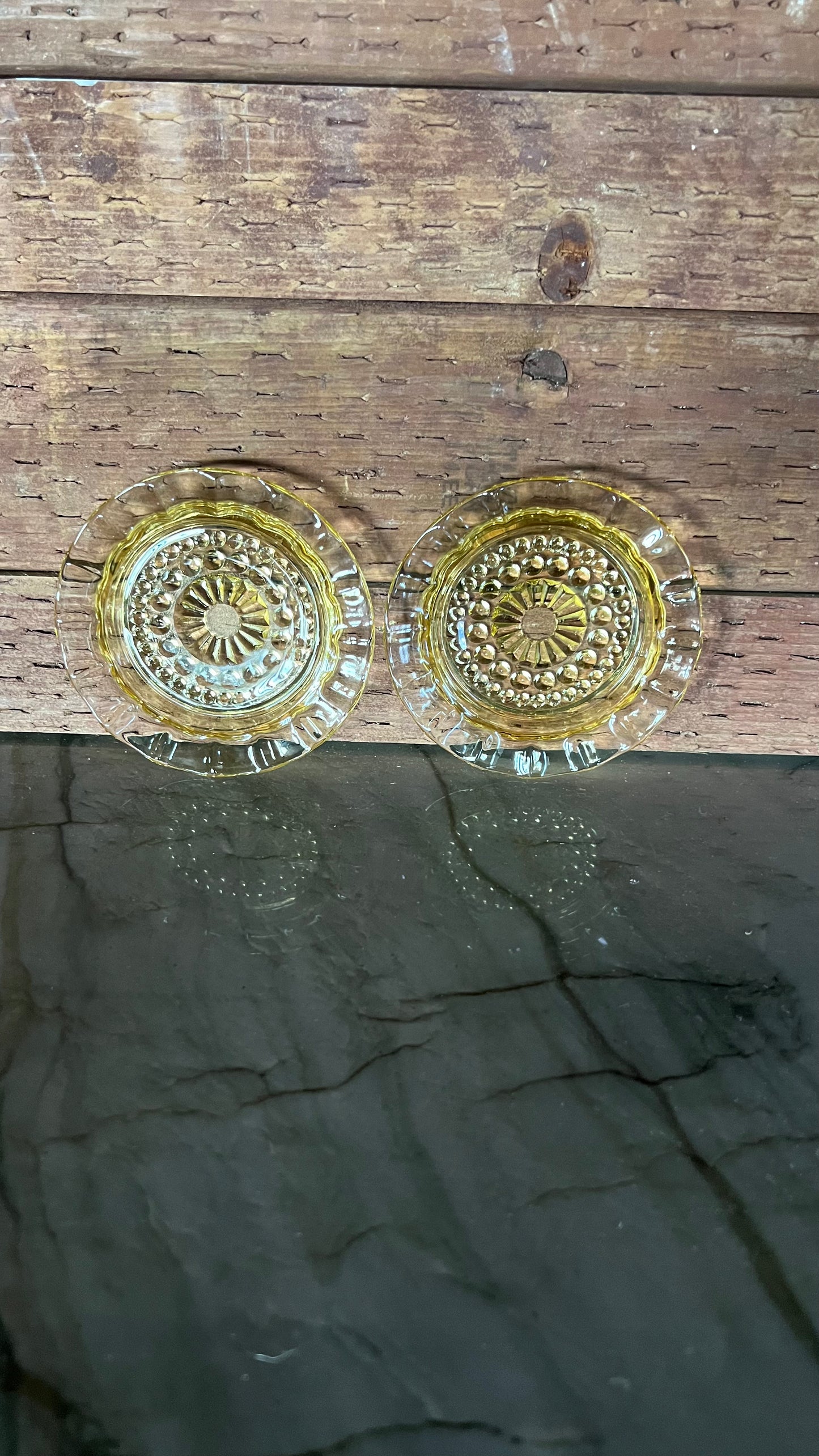 Yellow Depression Glass Ashtrays/Dishes