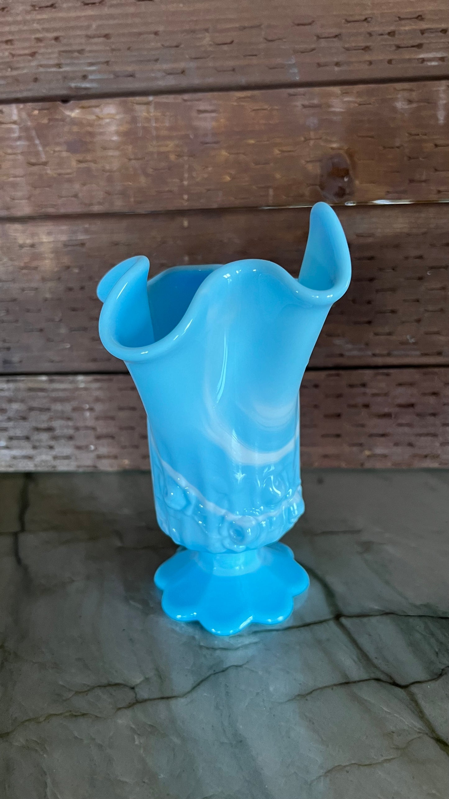 Vintage Fenton Blue Slag Vase