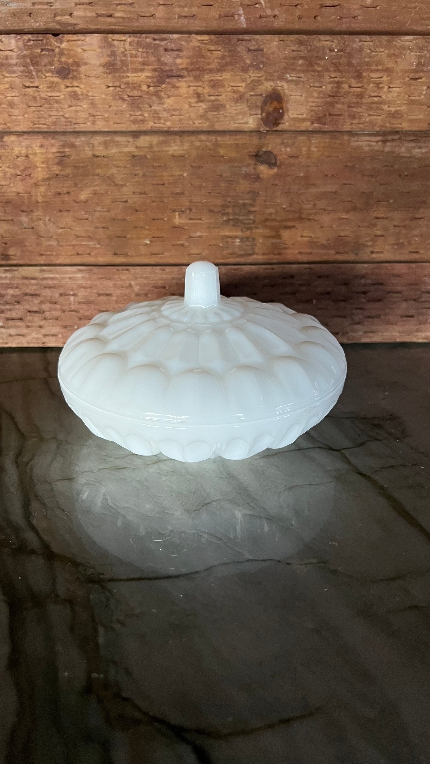 Covered Milk Glass Candy Dish