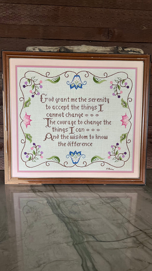 Vintage Serenity Prayer Crewel