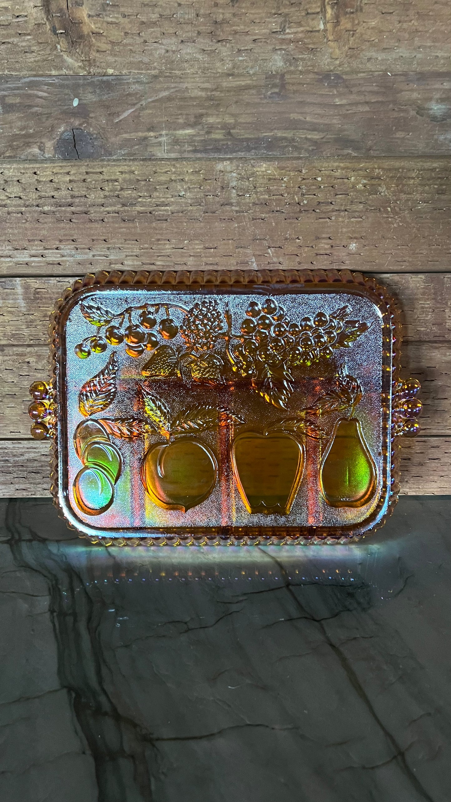 Indiana Glass Carnival Glass Marigold Relish Tray