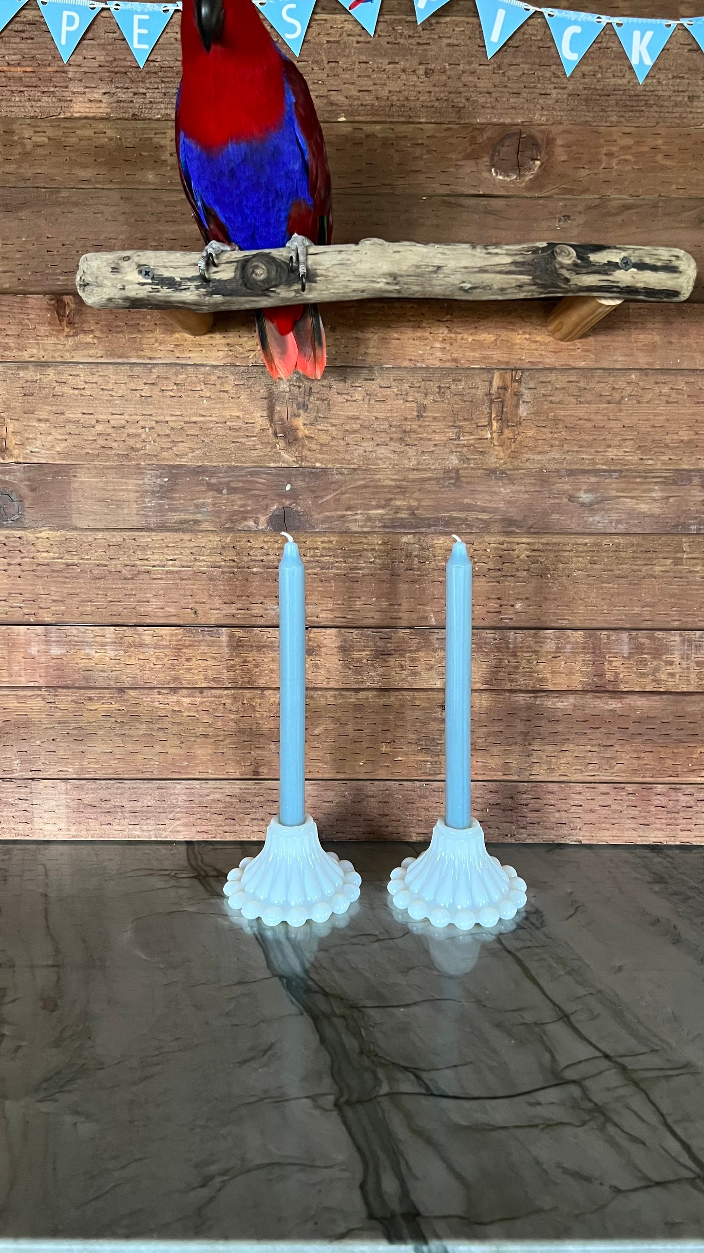 Milk Glass Candle Stick Holders