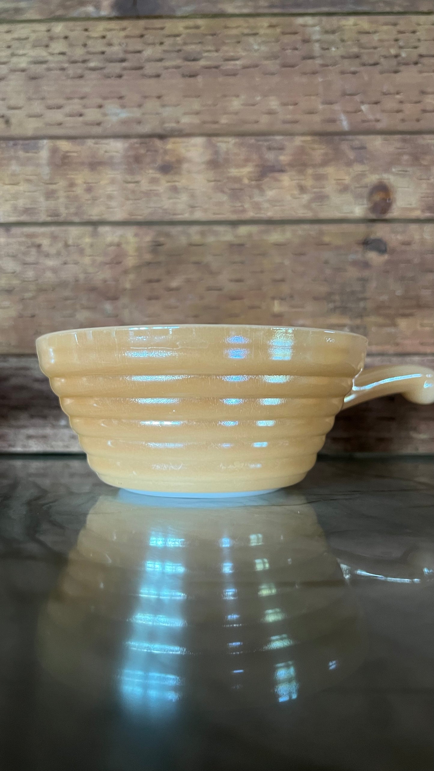 Fire King Peach Lusterware Soup Bowls