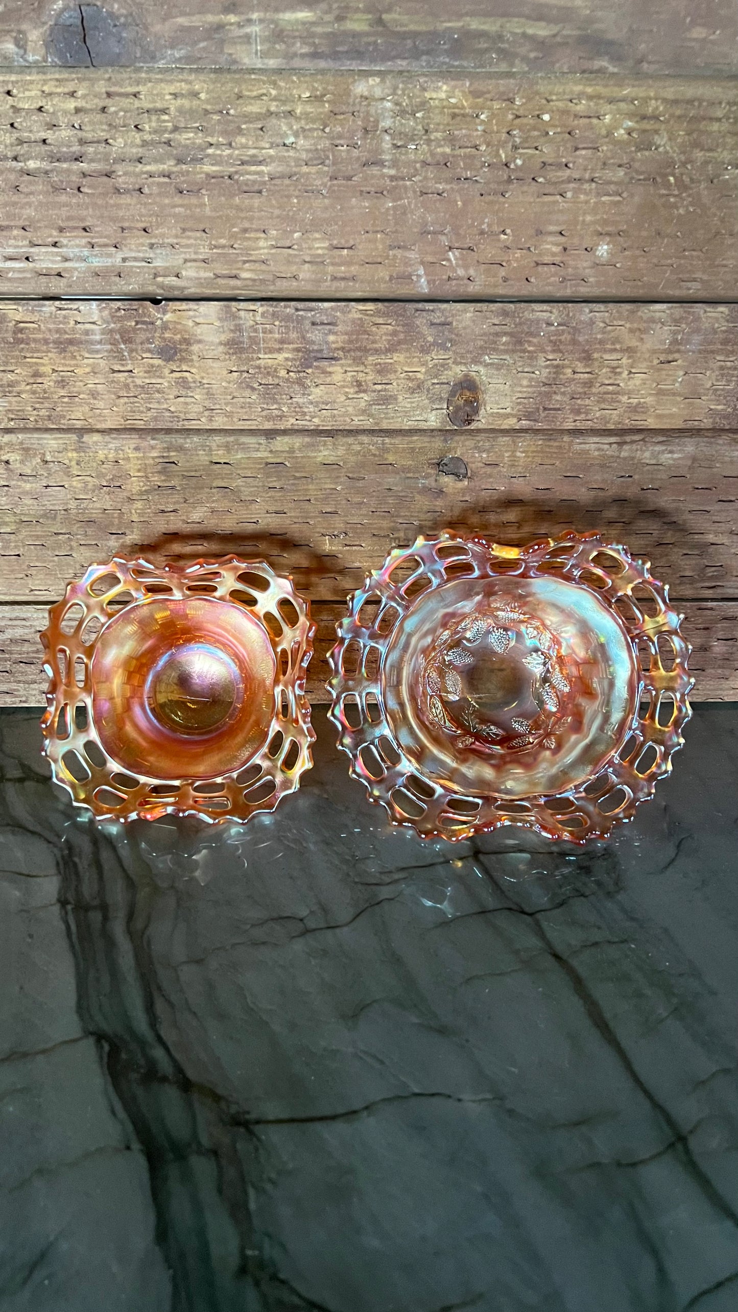 Fenton Marigold Carnival Glass Baskets