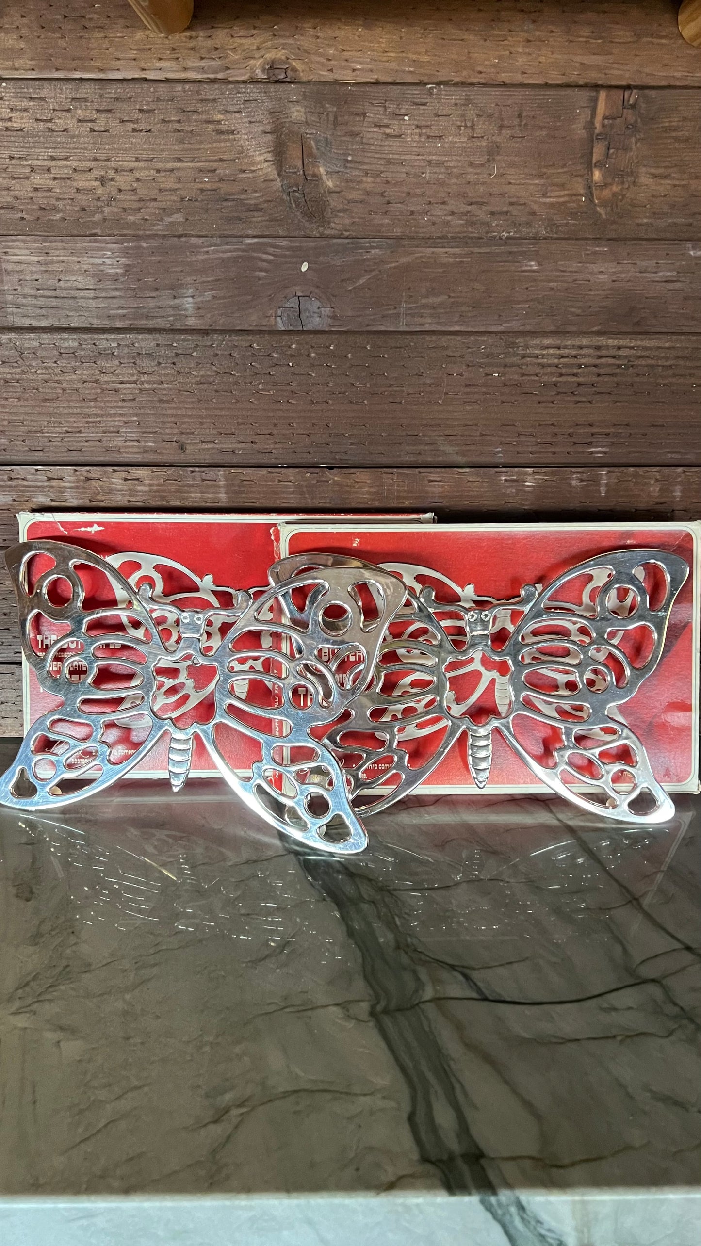 Vintage Leonard Silver Butterfly Trivet