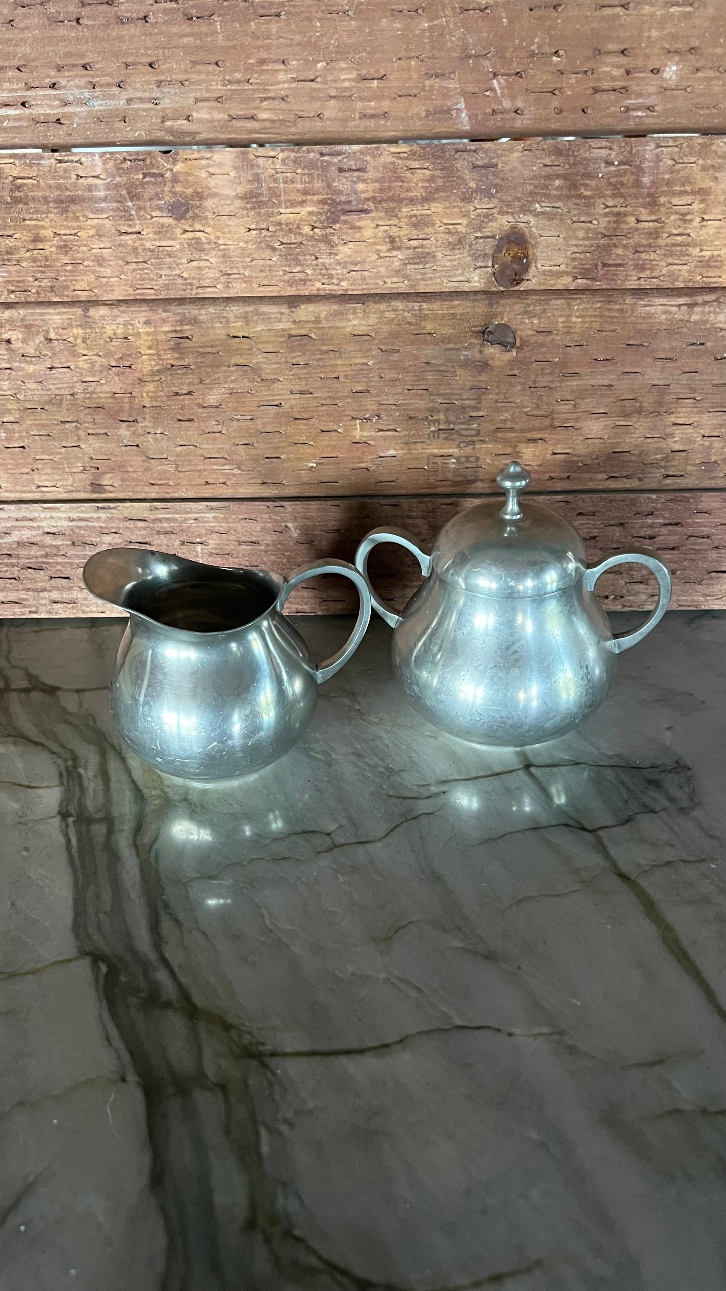 Antique Royal Holland Pewter Cream & Sugar Set