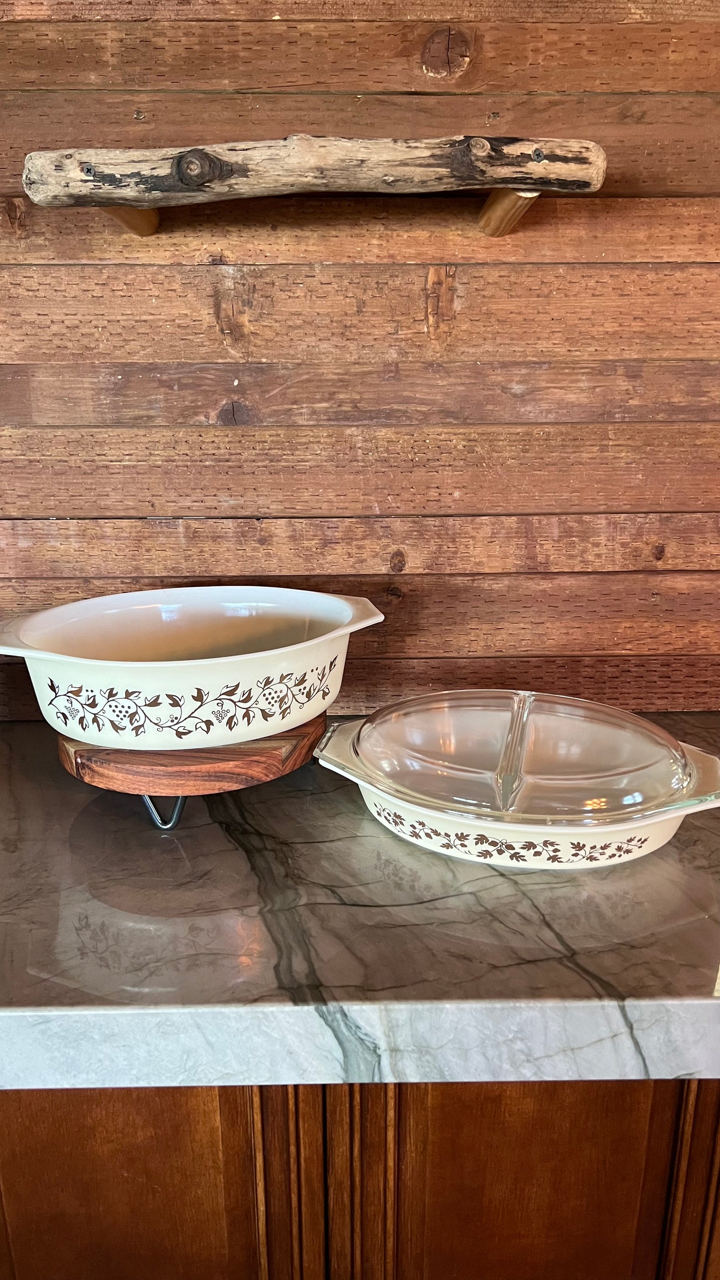 Pyrex Golden Acorn Divided Casserole Dish