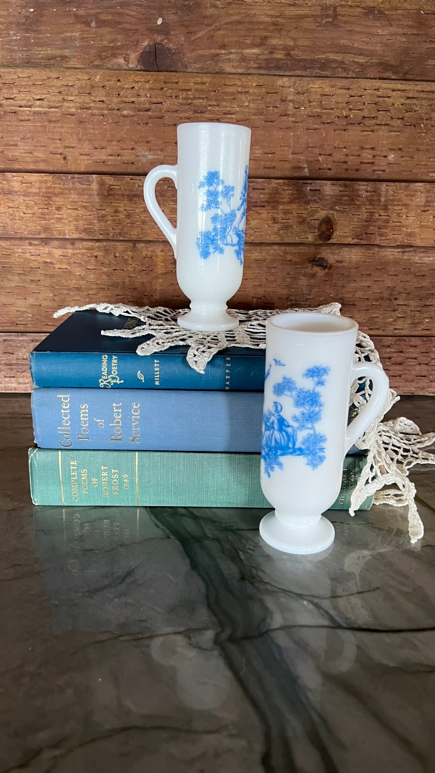 Avon Milk Glass Pedestal Demitasse Glasses