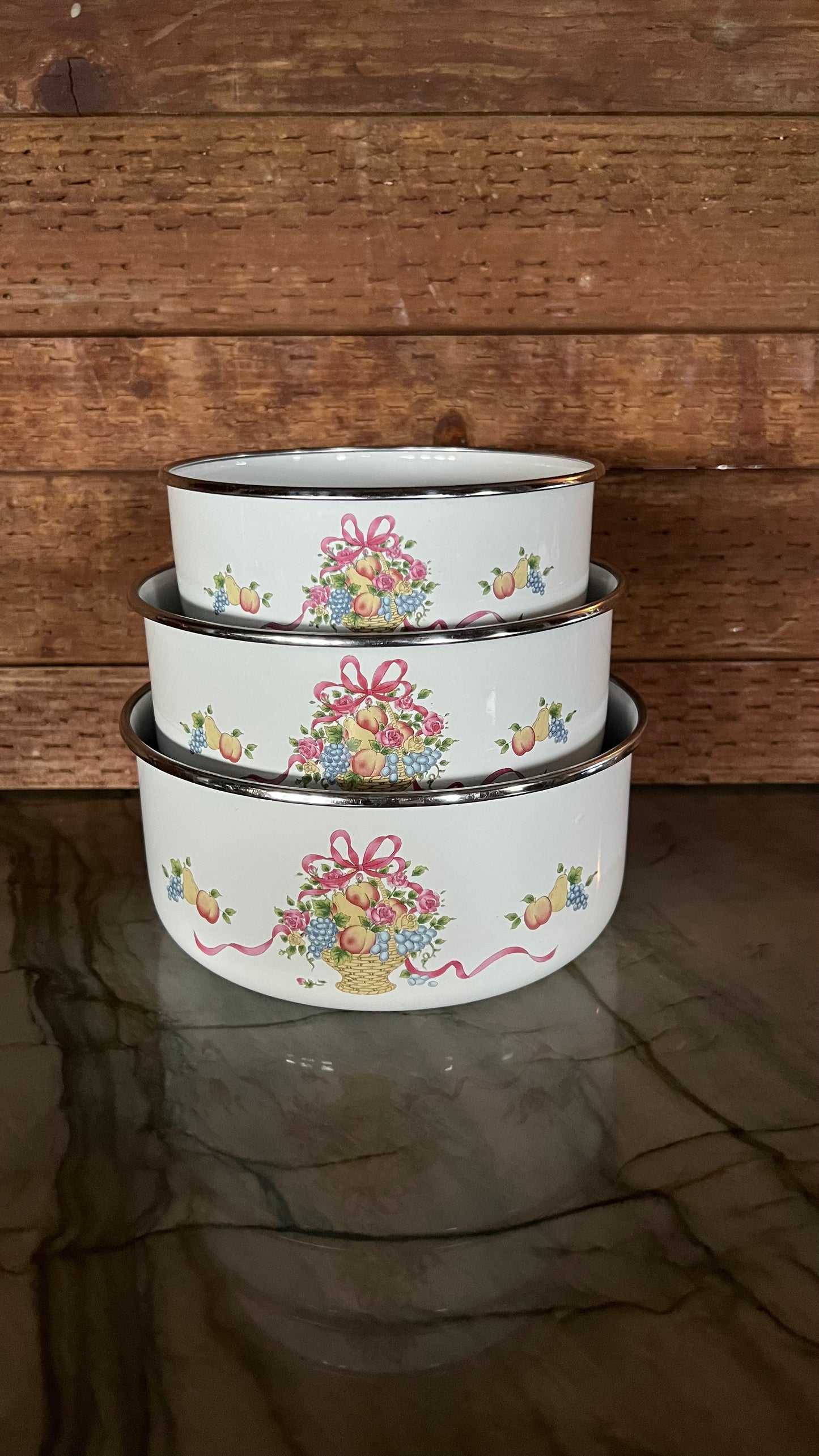 Vintage Fruit Basket Nesting Bowls