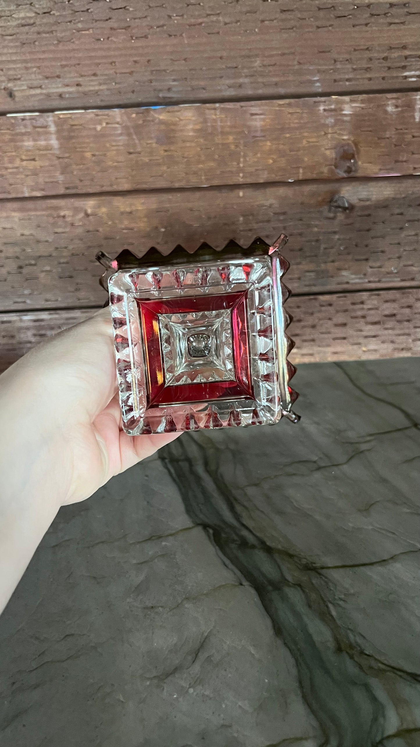 Westmoreland Cranberry Glass Covered Dish