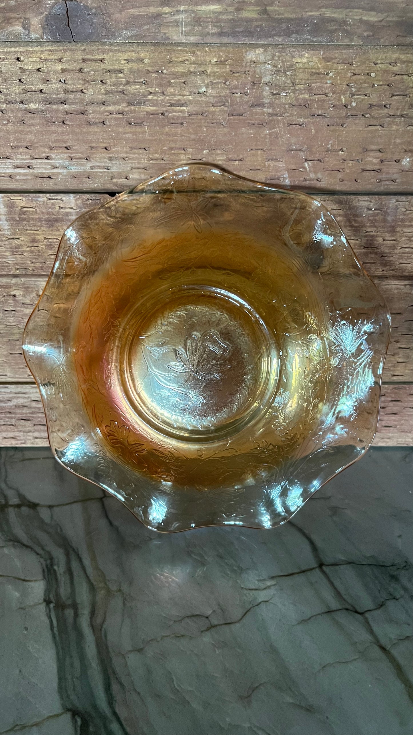 Jeanette Marigold Carnival Glass Bowl