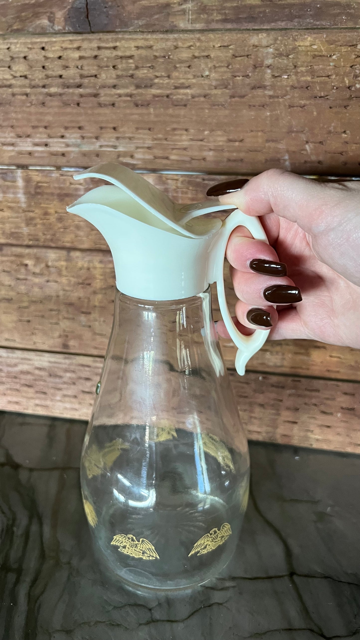 Log Cabin Glass Syrup Dispenser