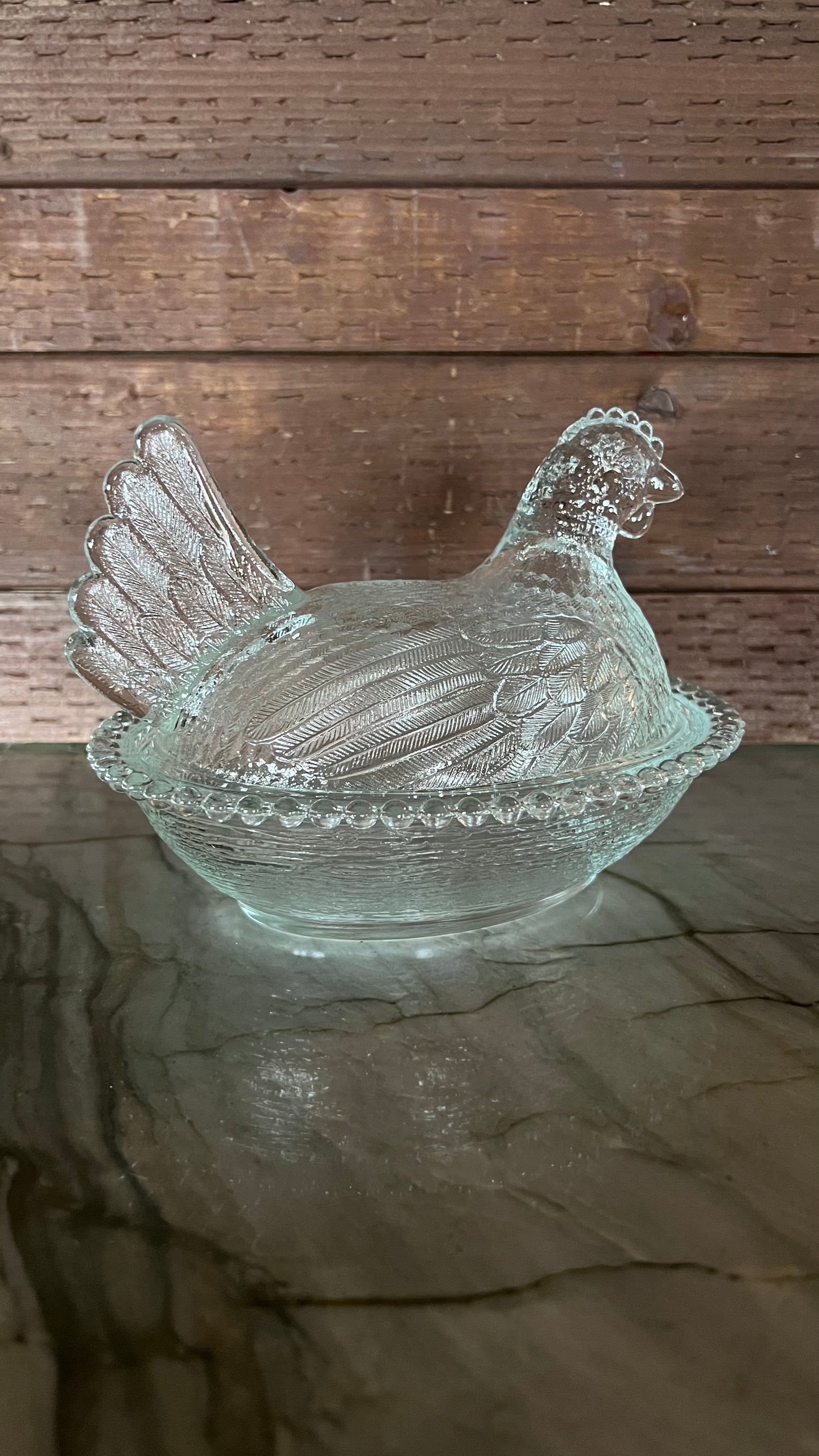 Indiana Glass Clear Chicken Dish