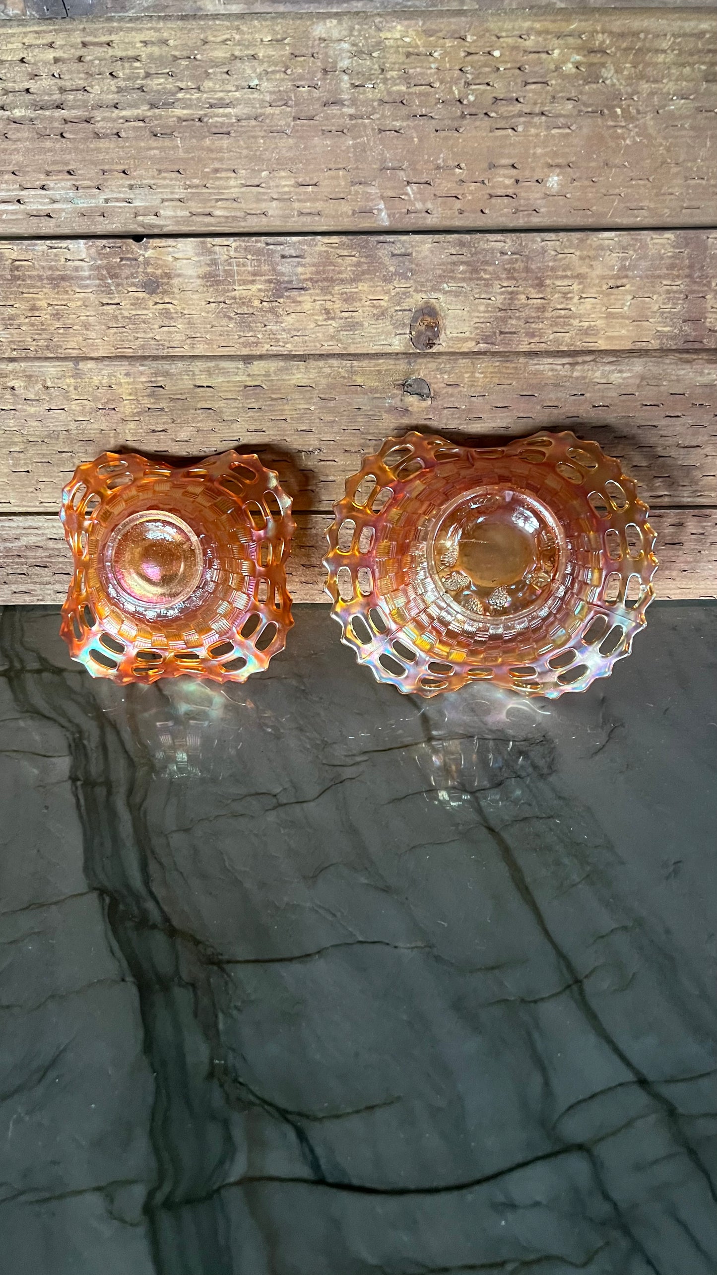 Fenton Marigold Carnival Glass Baskets