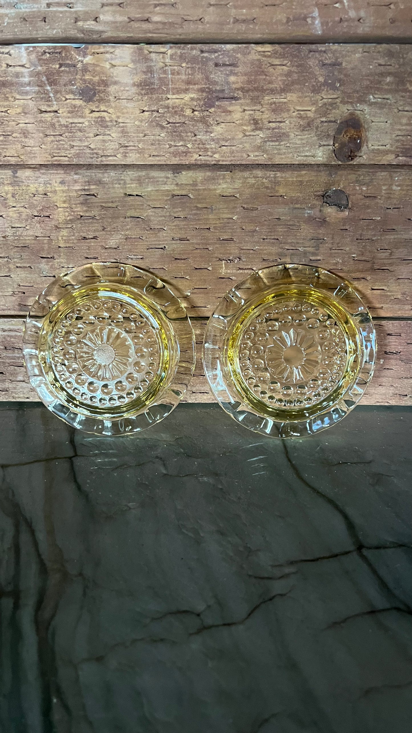 Yellow Depression Glass Ashtrays/Dishes