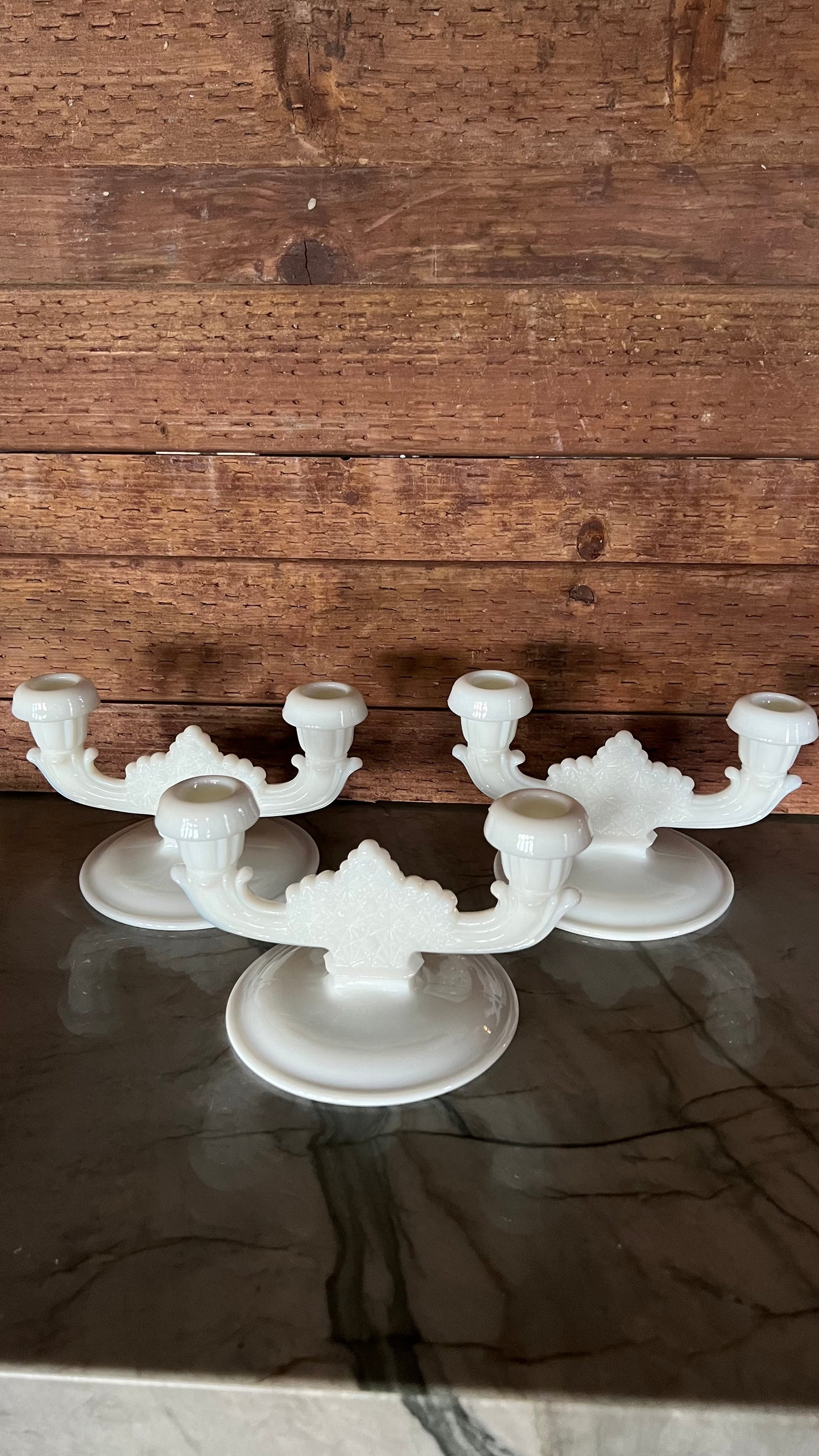 Fenton Milk Glass Double Candle Holder