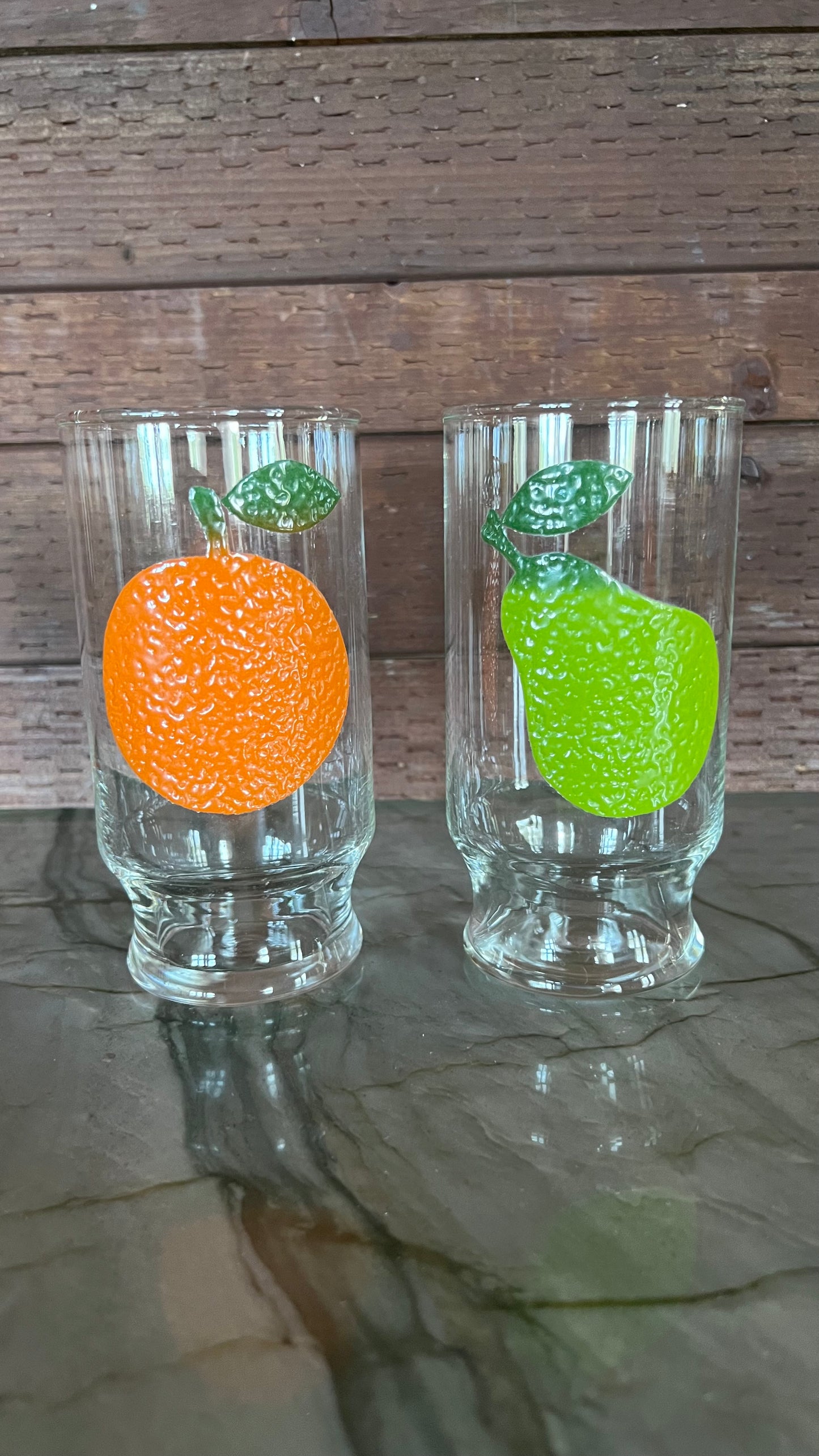 Vintage Textured Fruit Glass Set