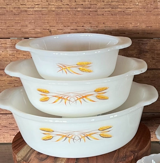 Fire King Golden Wheat Casserole Dishes