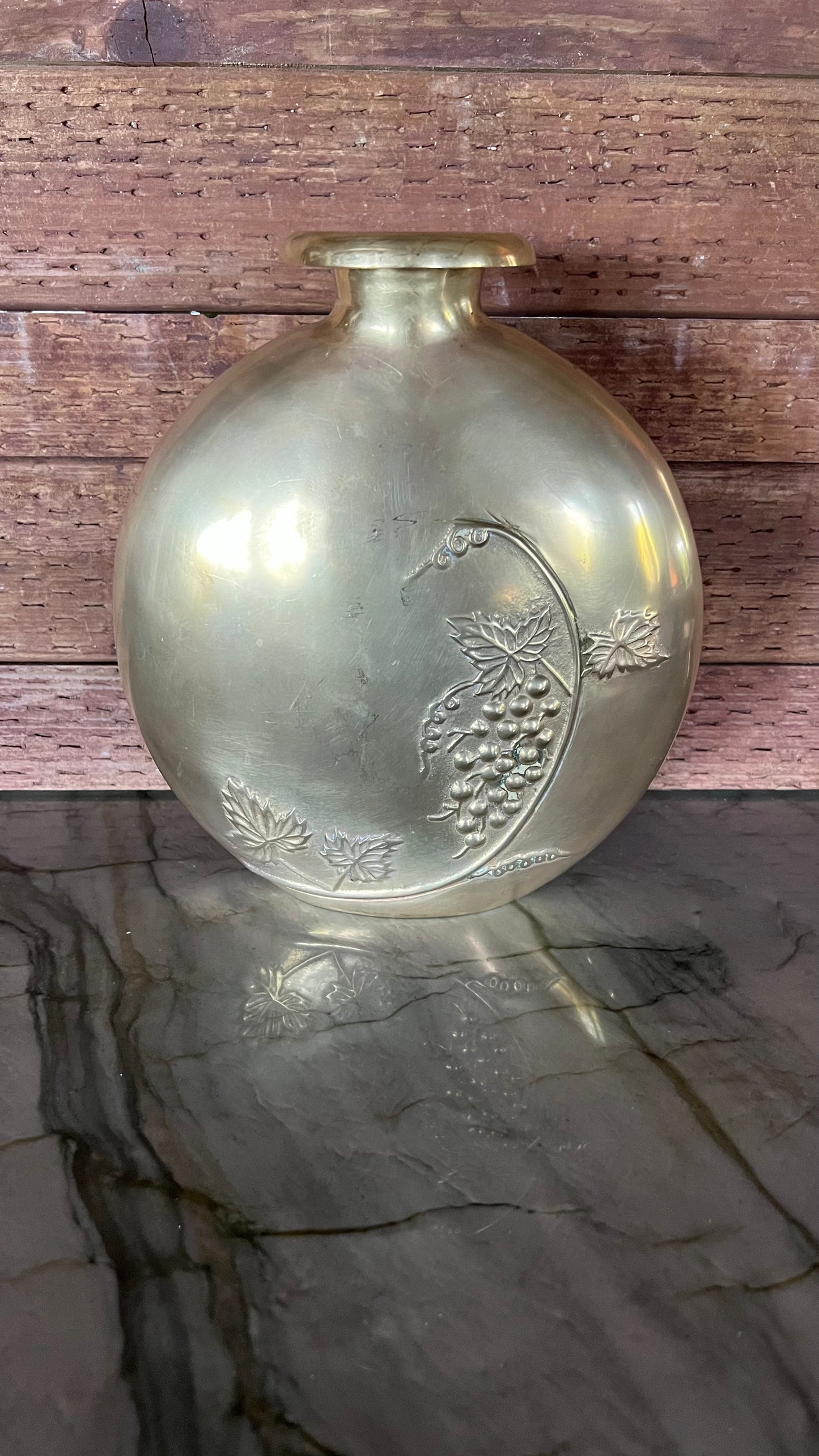 Vintage Brass Flat Vase