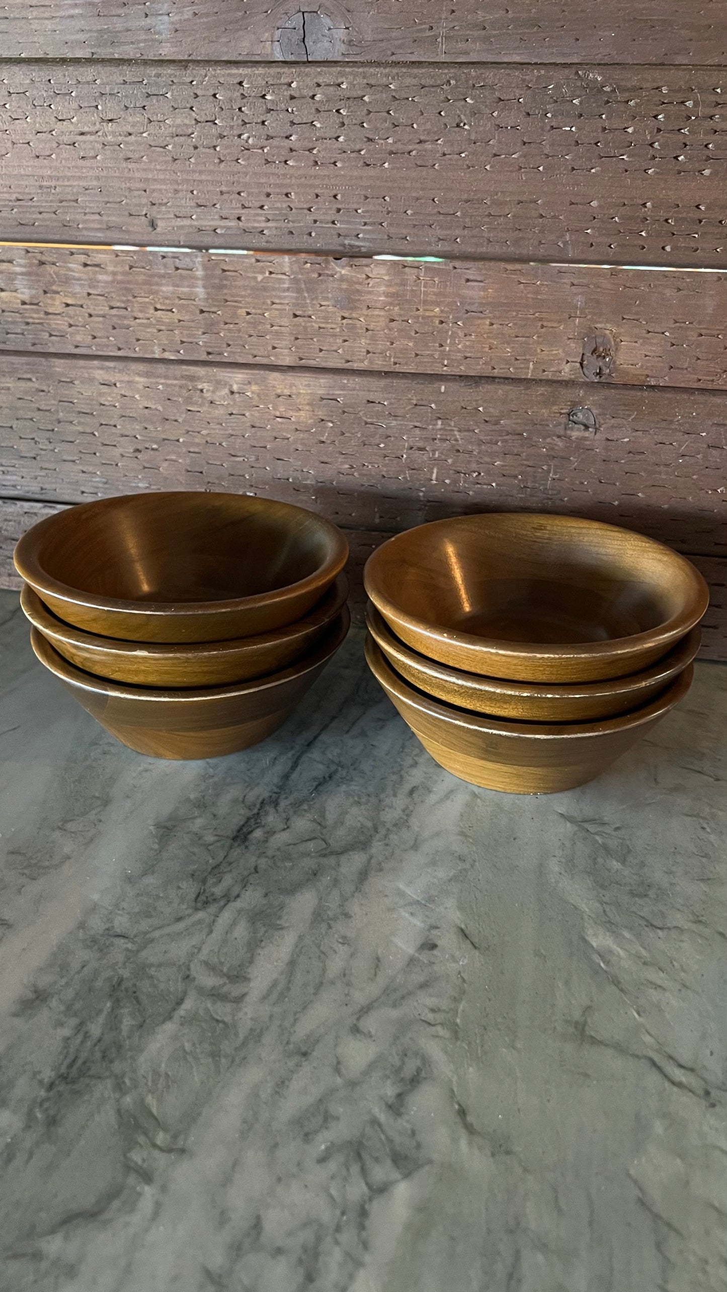 Set of Vermillion Walnut Bowls