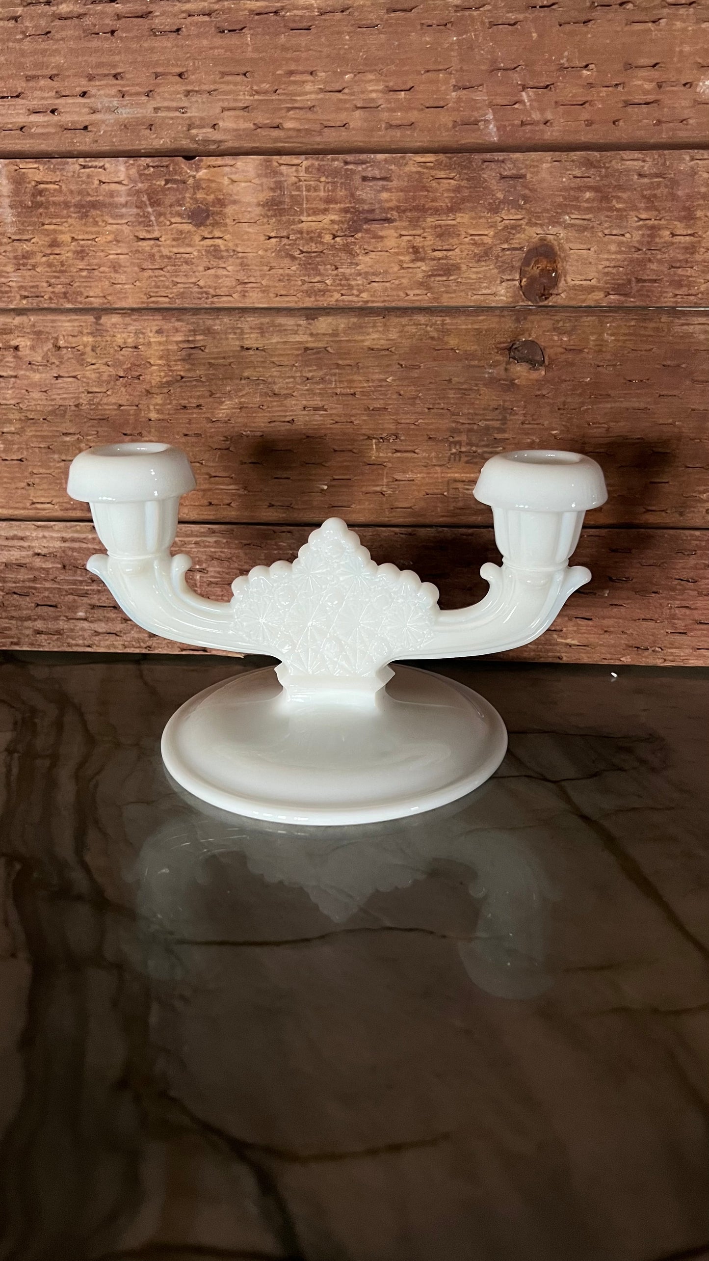 Fenton Milk Glass Double Candle Holder