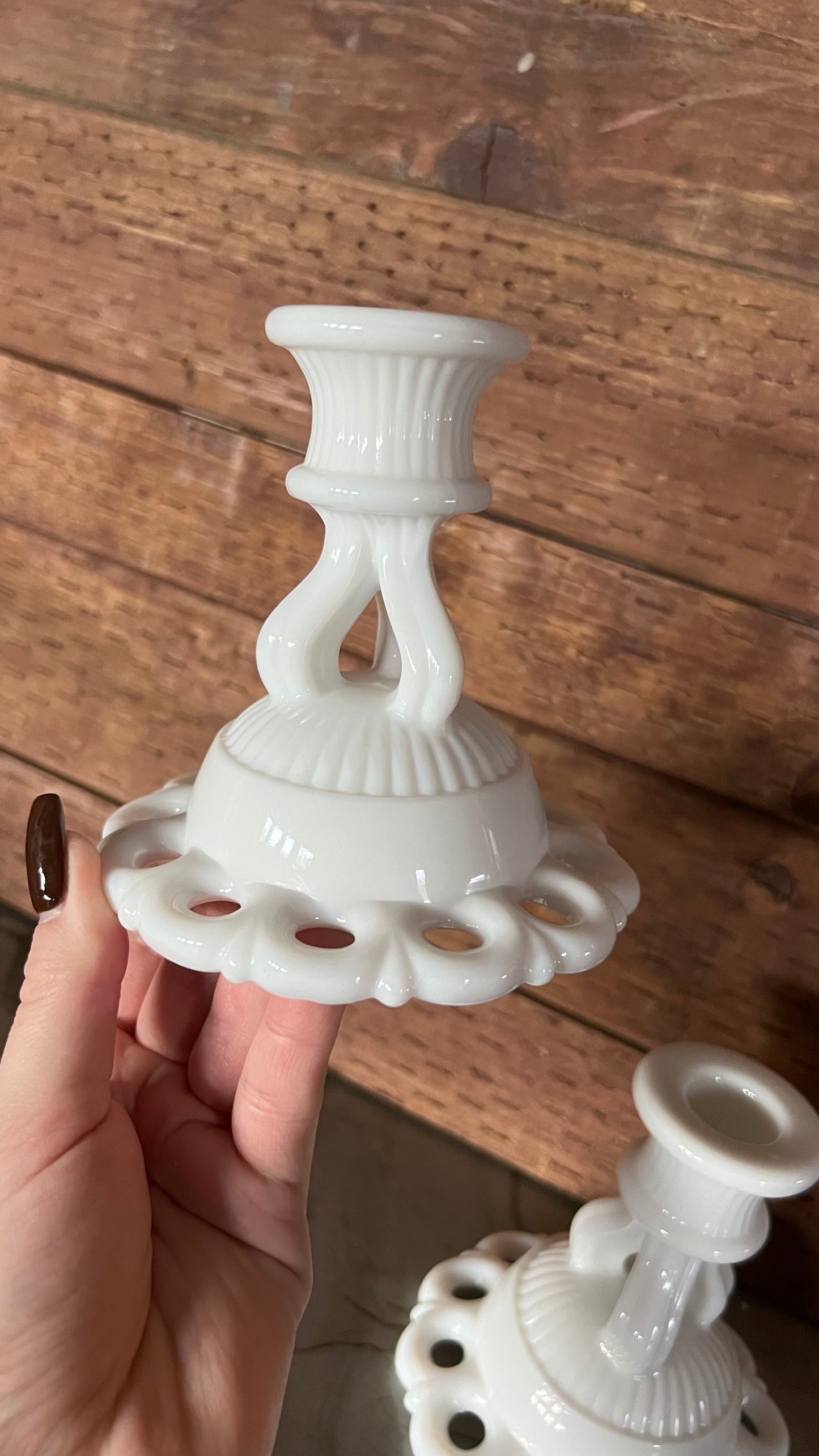 Milk Glass Candle Stick Holders