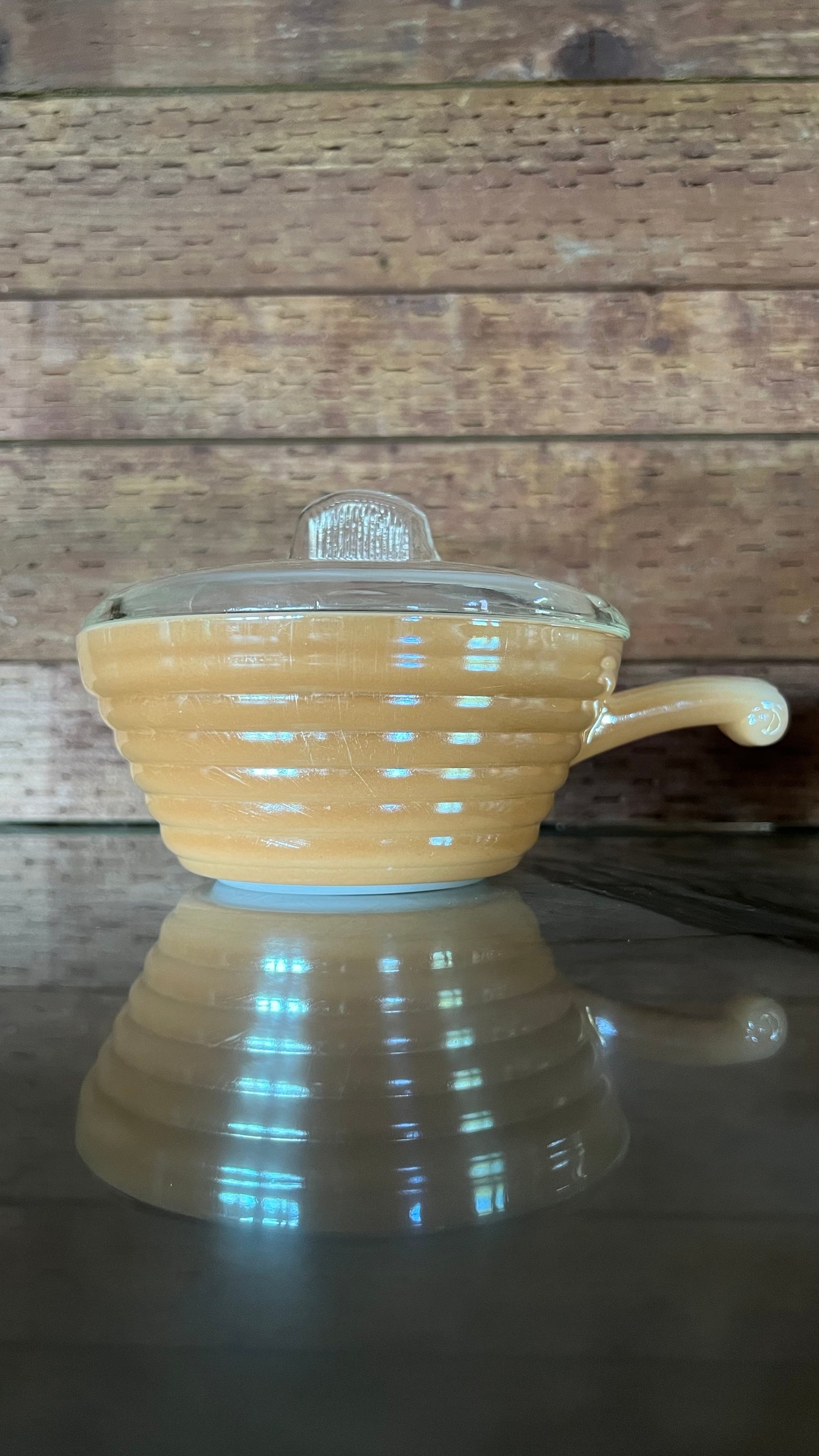 Fire King Peach Lusterware Soup Bowls