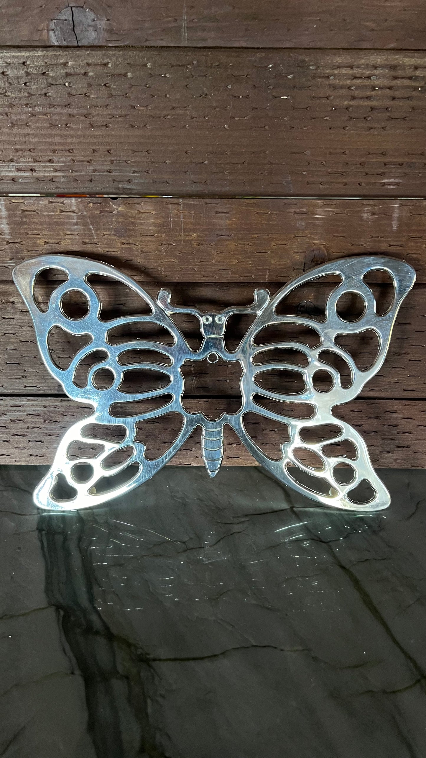 Vintage Leonard Silver Butterfly Trivet