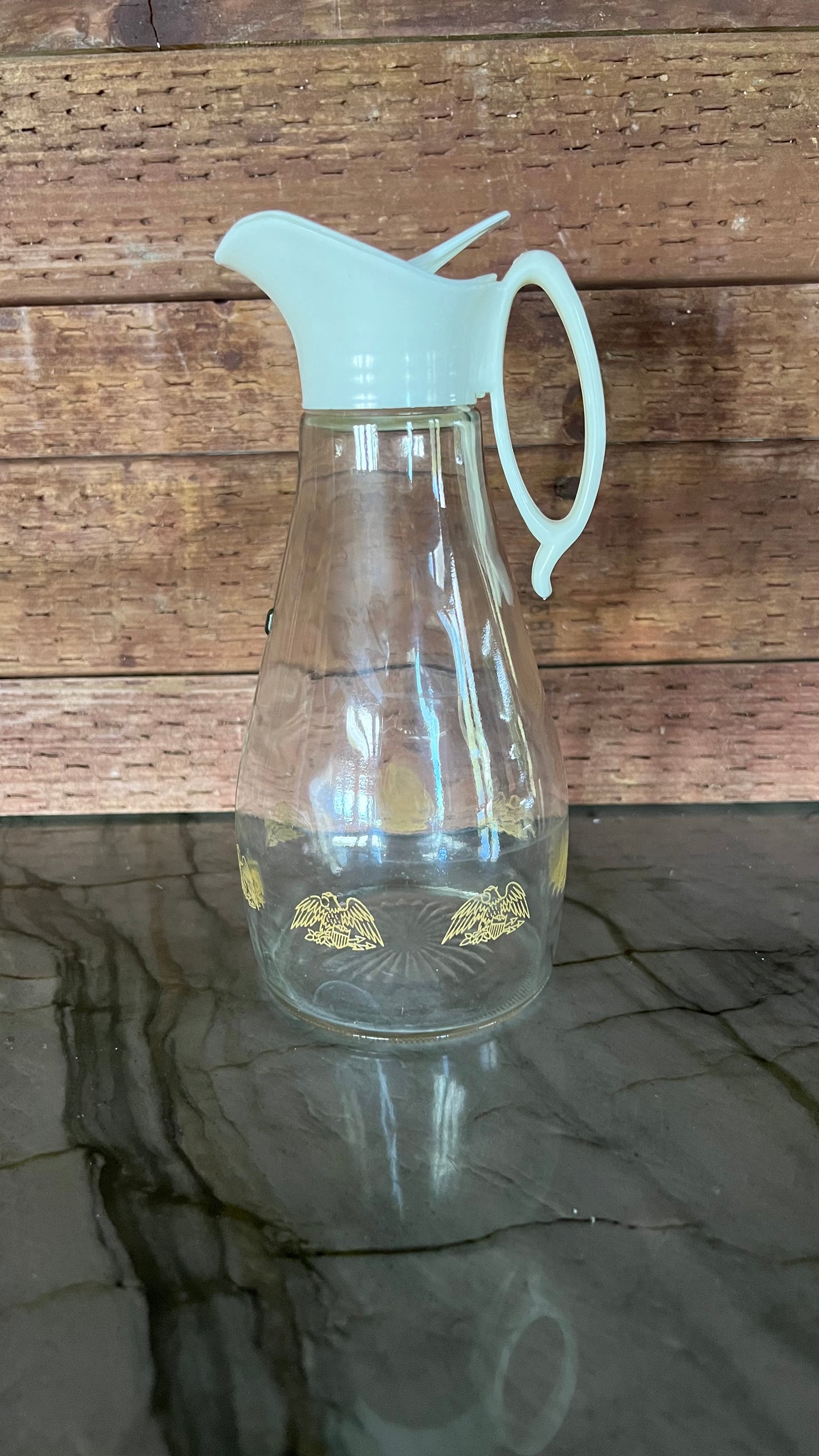 Log Cabin Glass Syrup Dispenser