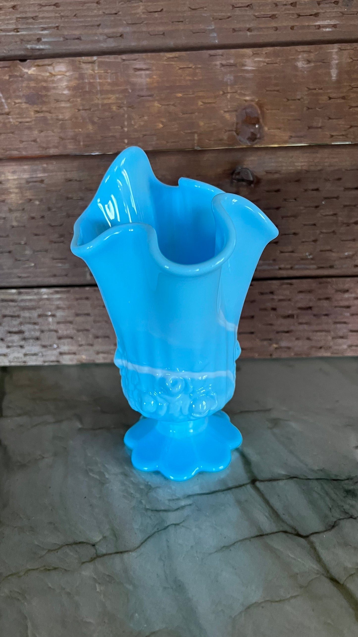 Vintage Fenton Blue Slag Vase