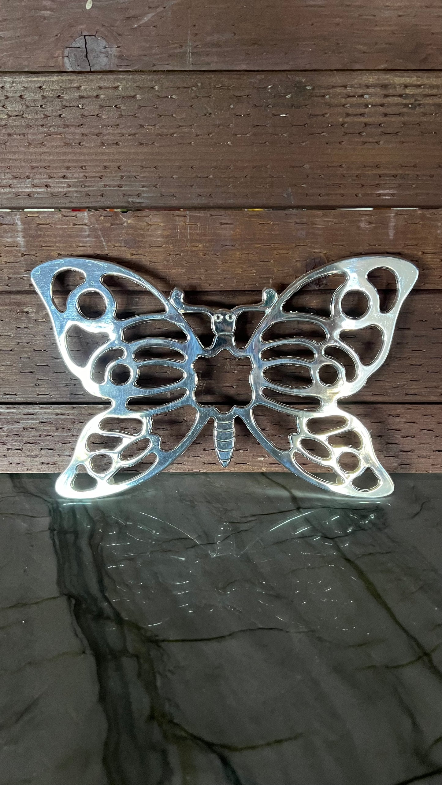 Vintage Leonard Silver Butterfly Trivet