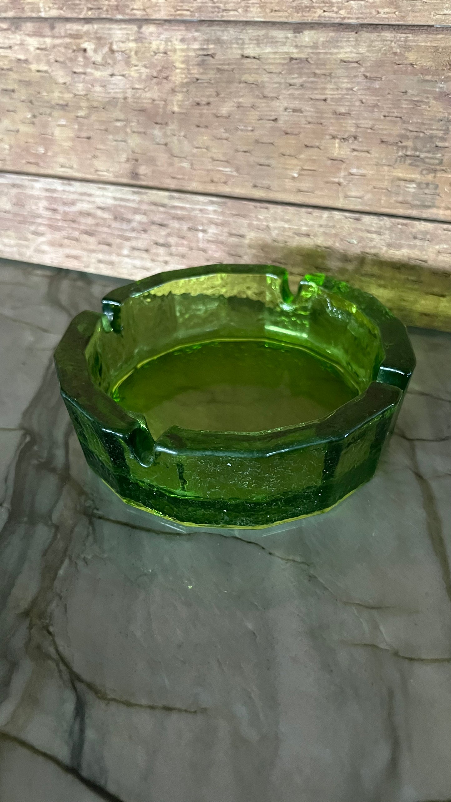 Blenko Green Glass Ash Tray