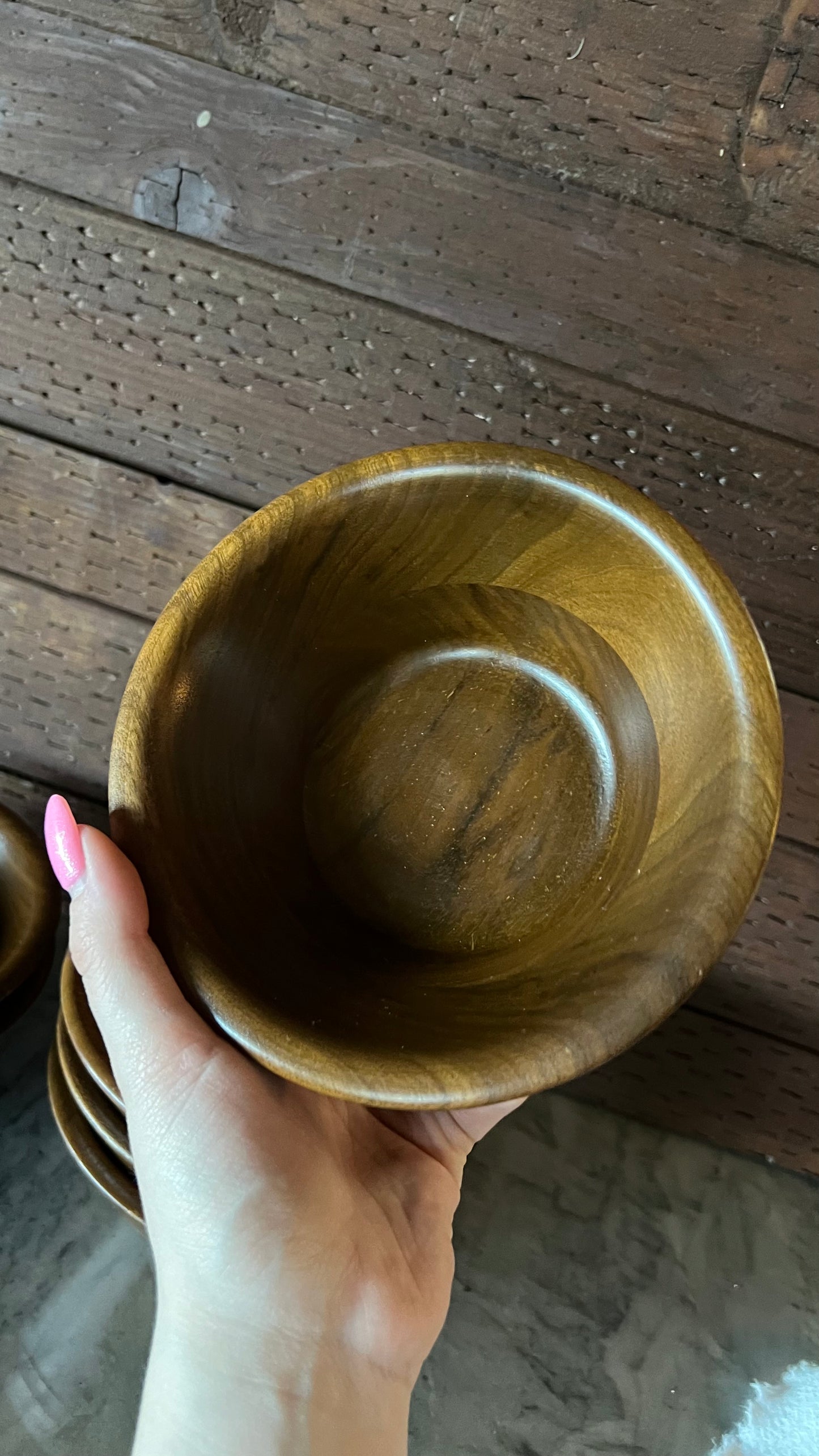 Set of Vermillion Walnut Bowls