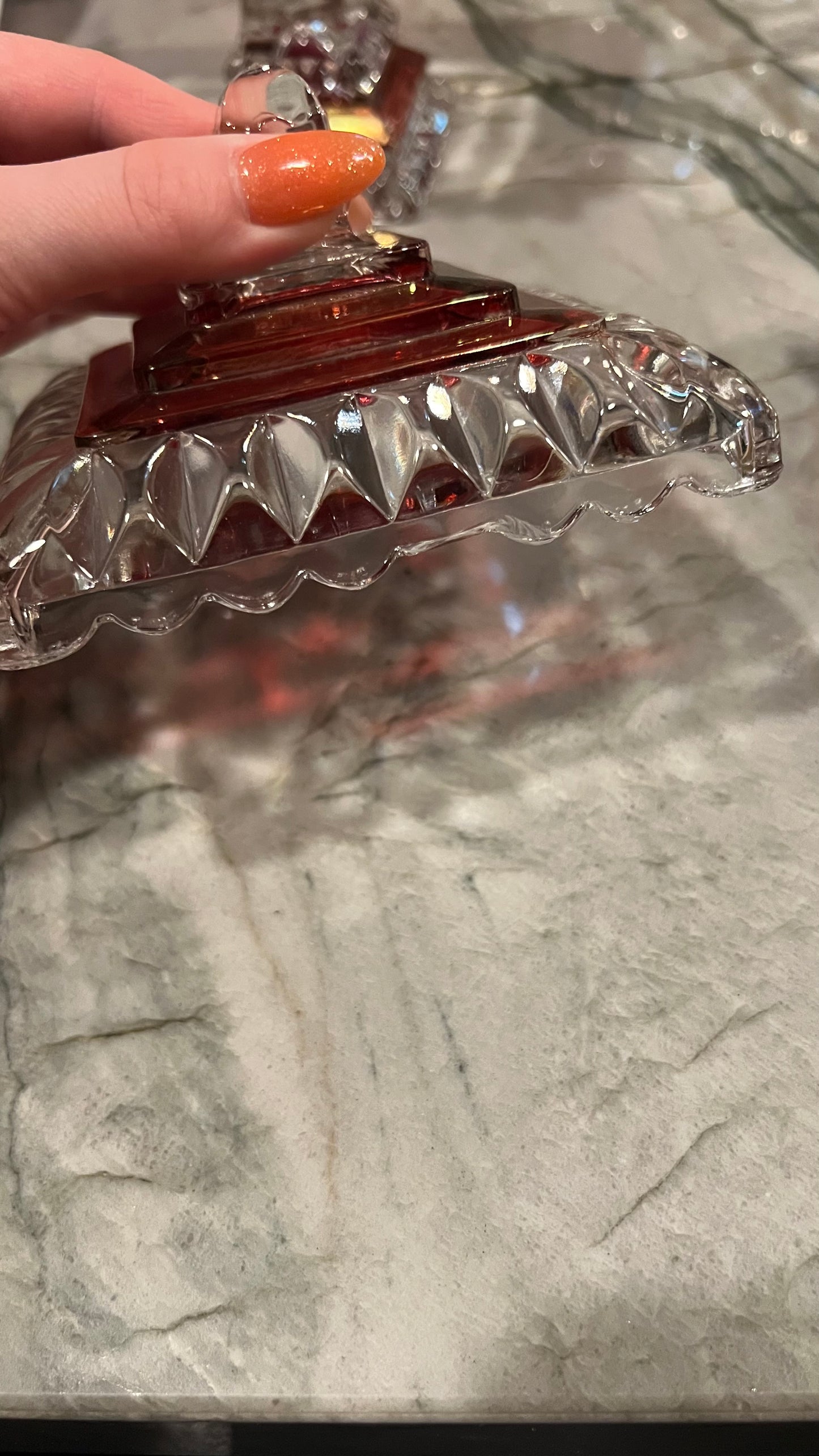 Westmoreland Cranberry Glass Covered Dish