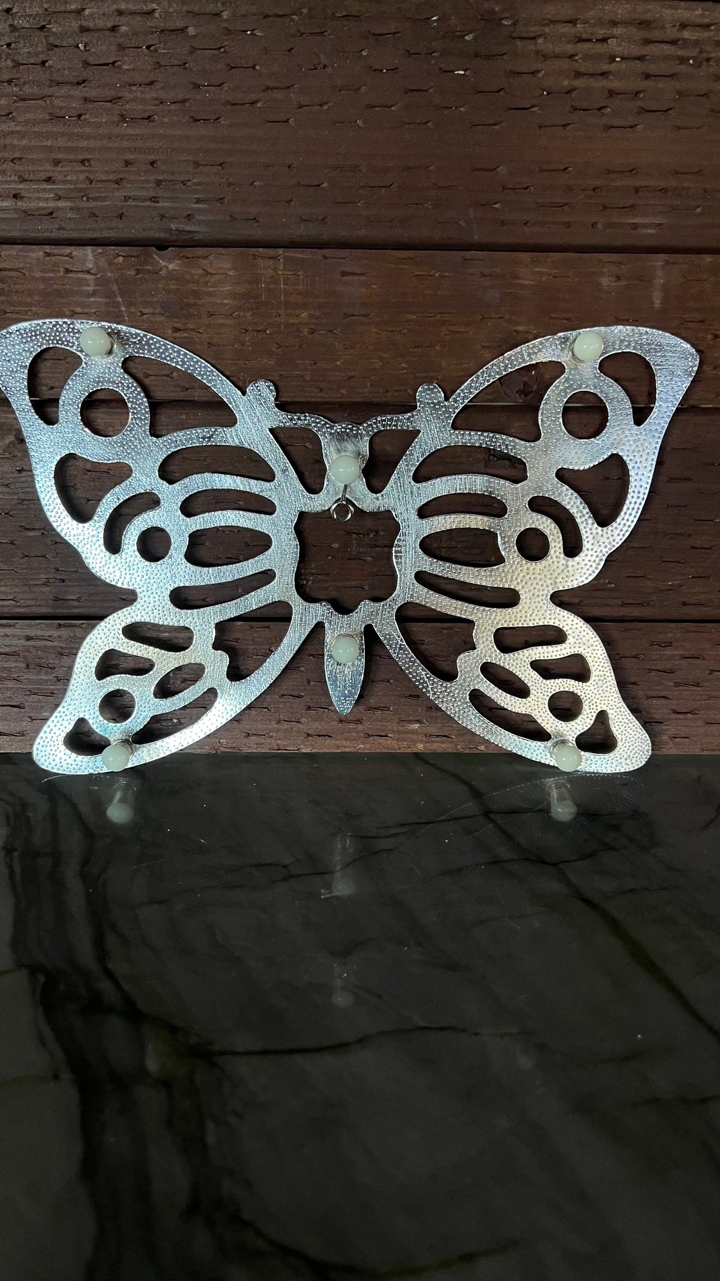 Vintage Leonard Silver Butterfly Trivet