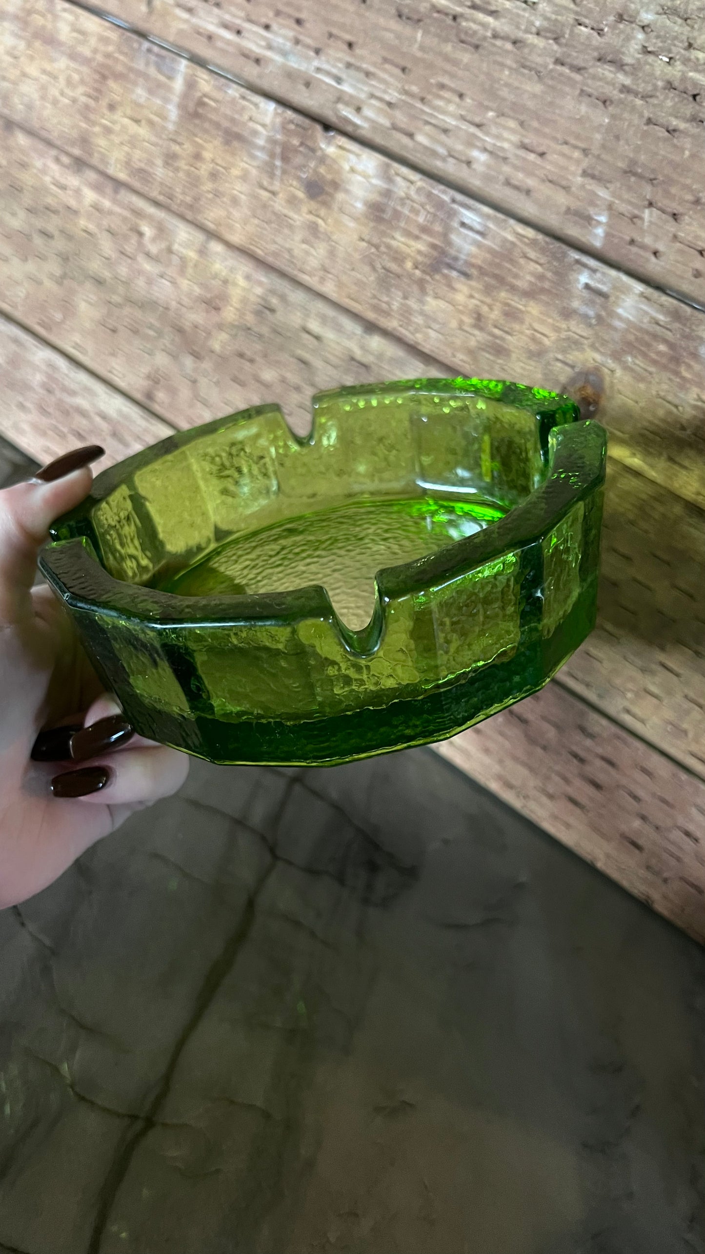 Blenko Green Glass Ash Tray