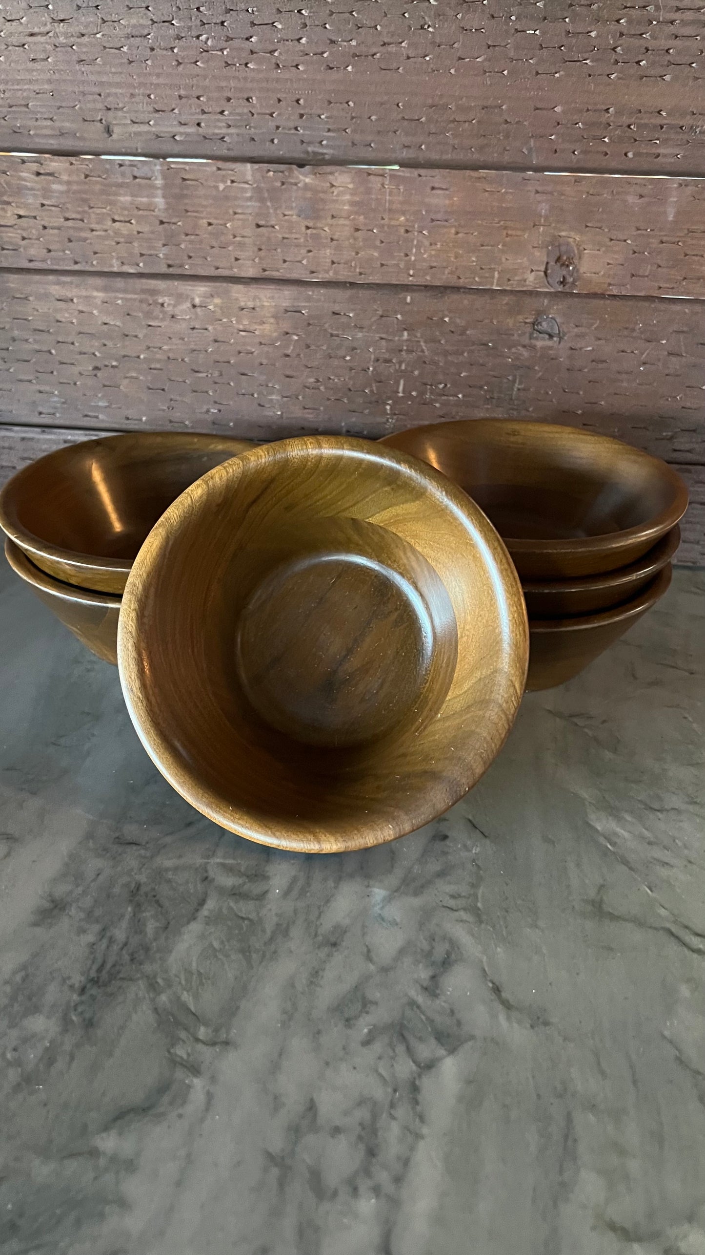 Set of Vermillion Walnut Bowls