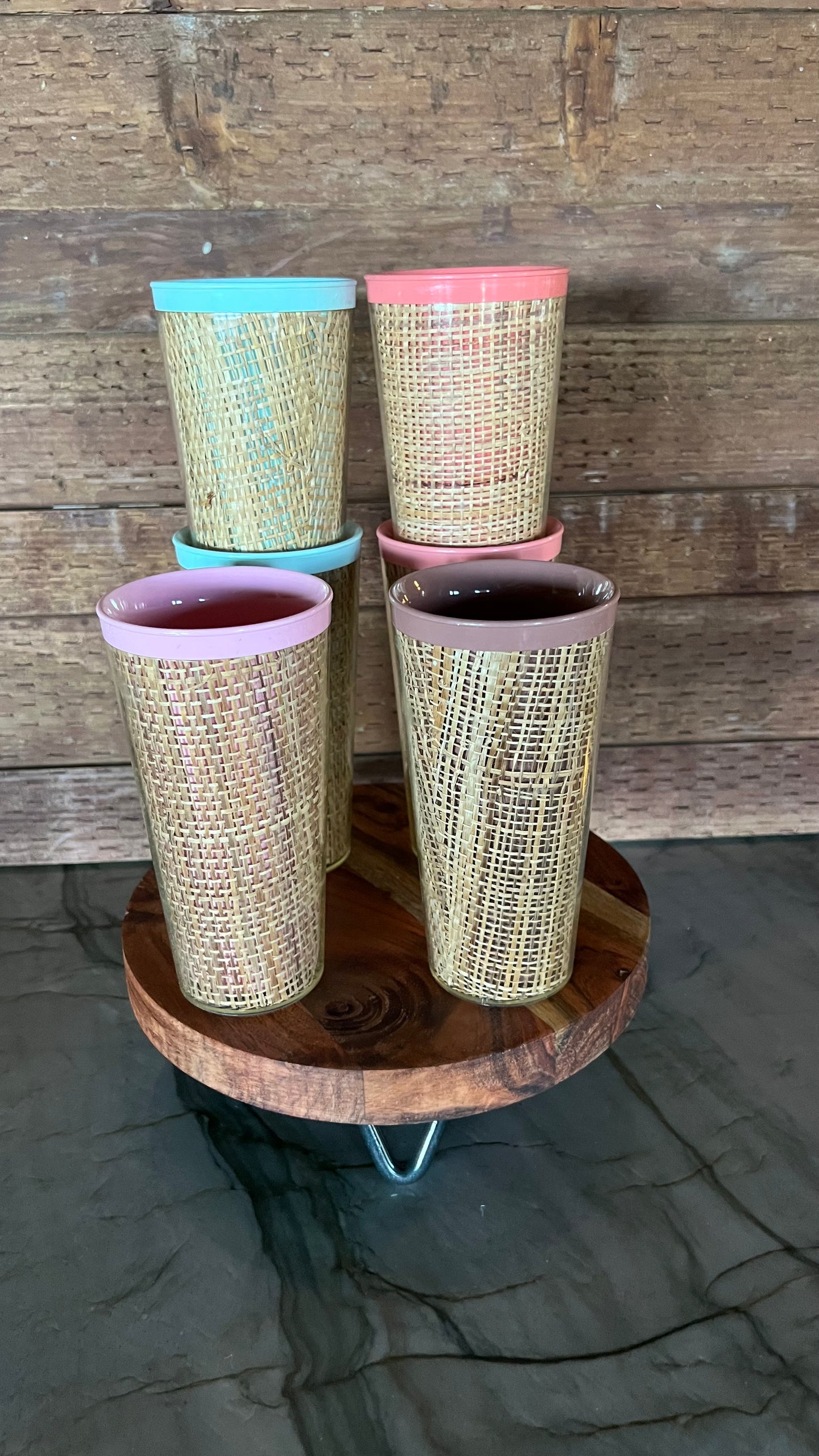 Raffiaware Burlap Tumblers