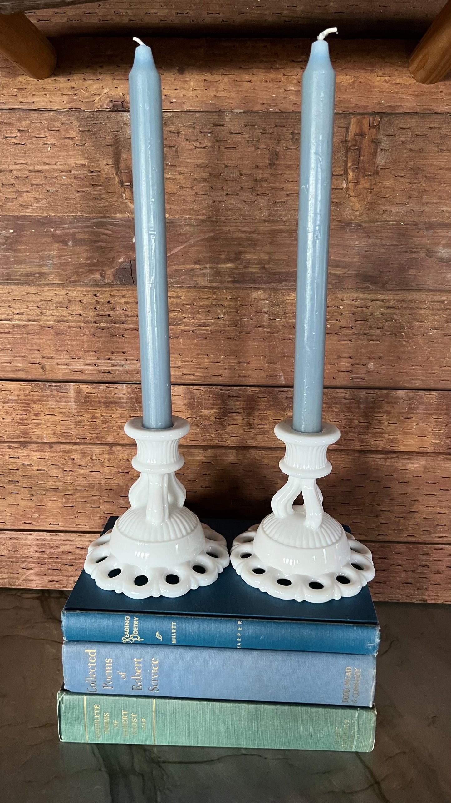 Milk Glass Candle Stick Holders