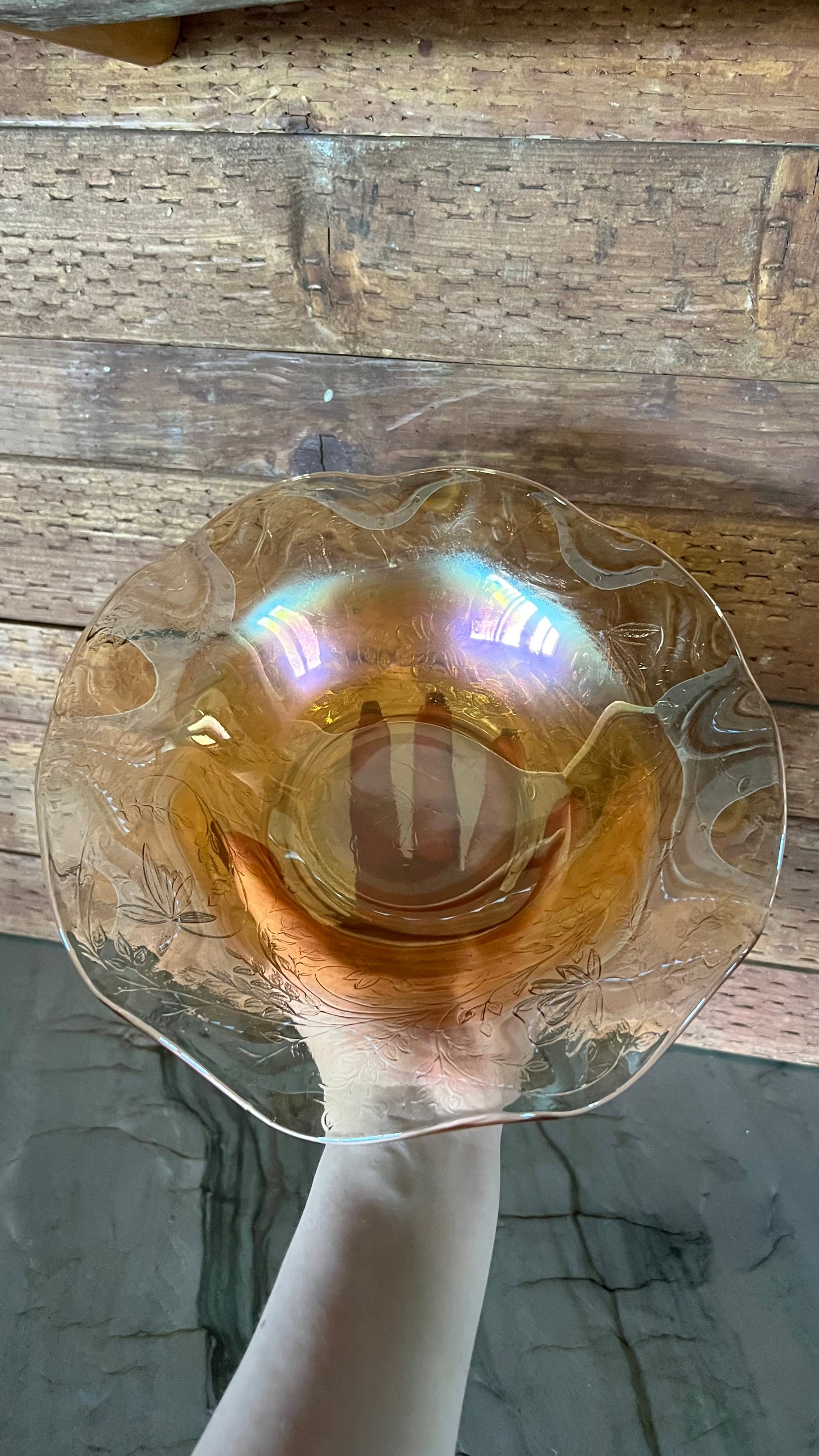 Jeanette Marigold Carnival Glass Bowl