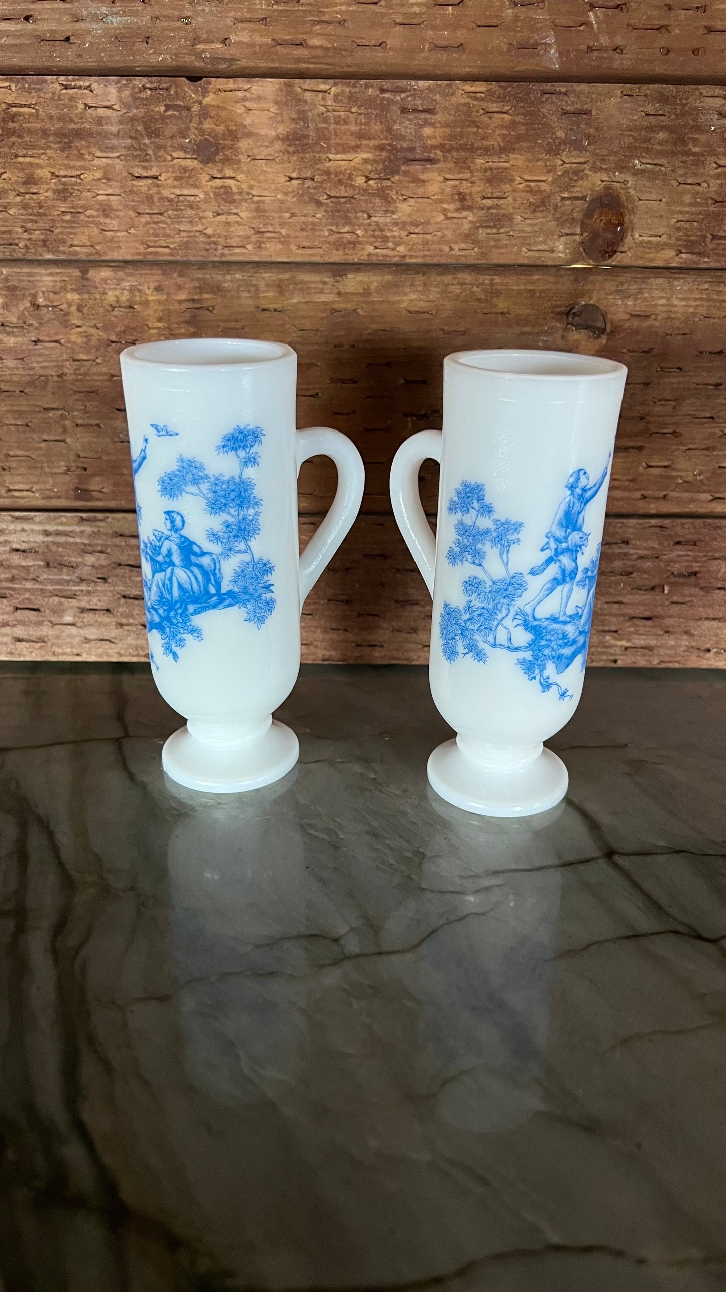 Avon Milk Glass Pedestal Demitasse Glasses