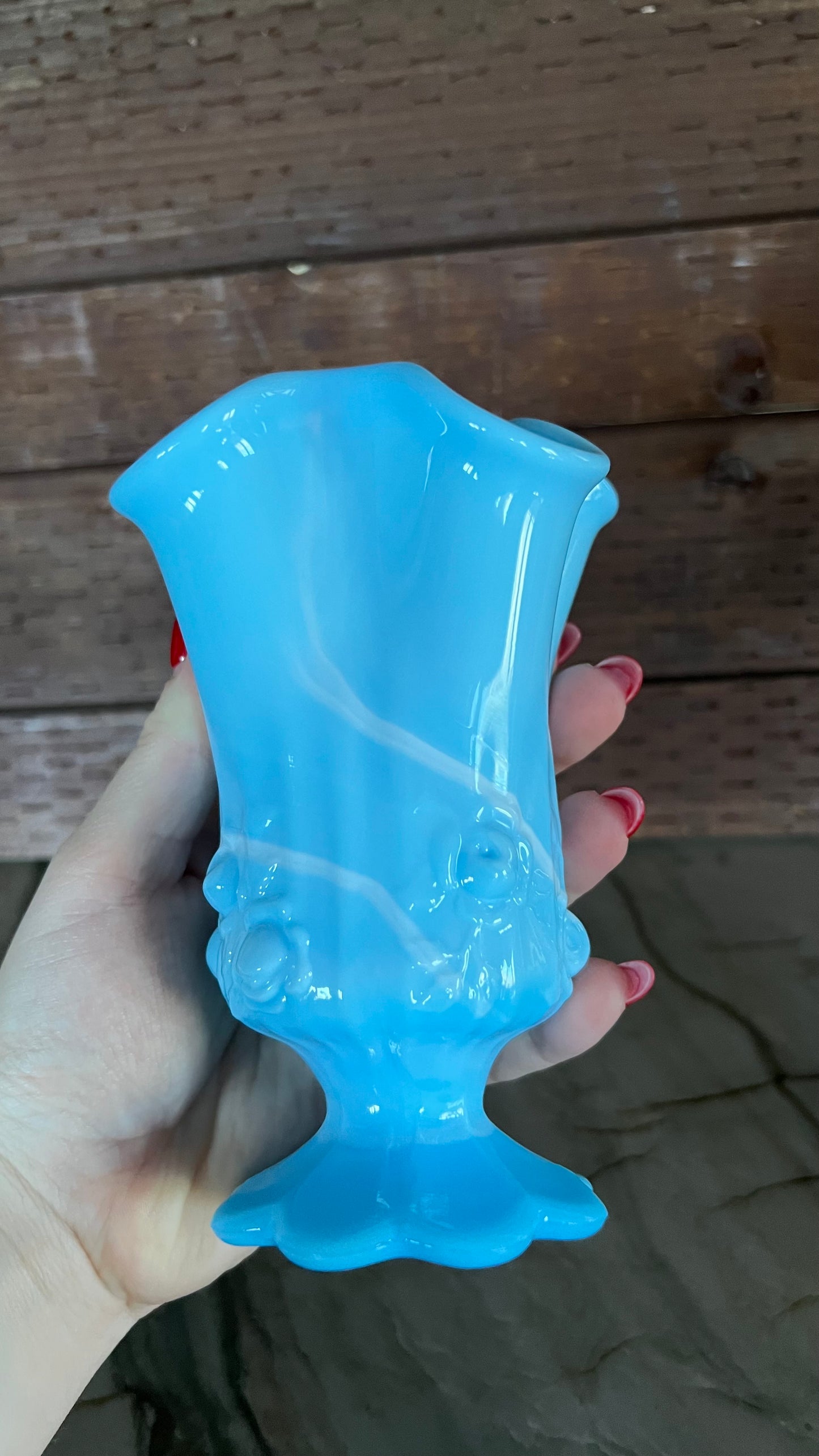 Vintage Fenton Blue Slag Vase