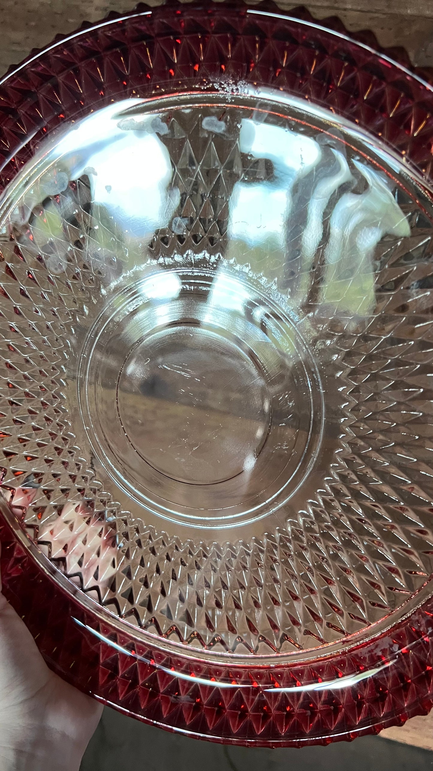 Large Flashed Cranberry Glass Tray