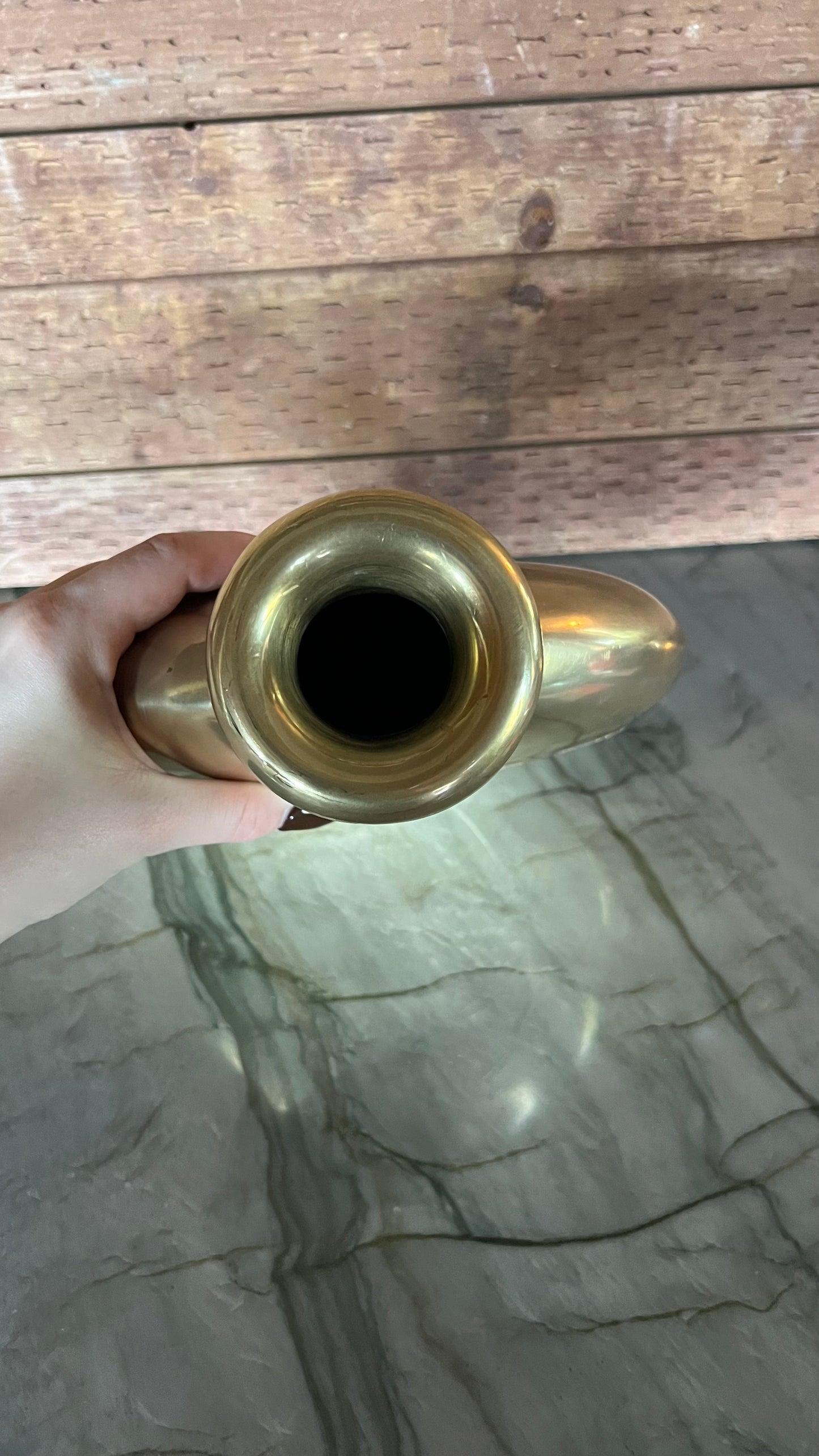 Vintage Brass Flat Vase