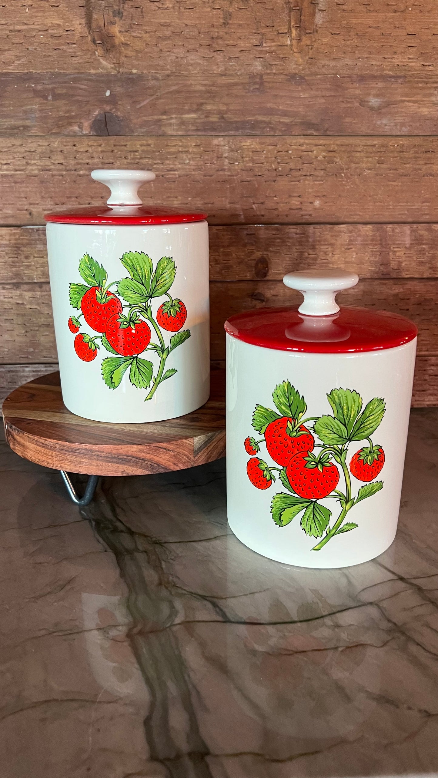 Vintage Strawberry Canisters